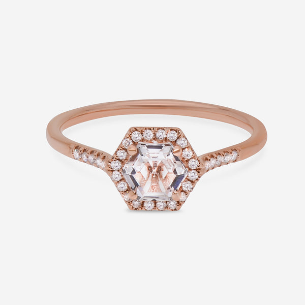 Suzanne Kalan 14K Rose Gold Diamond and White Topaz Ring sz 6.25 PR529-RGWT - THE SOLIST
