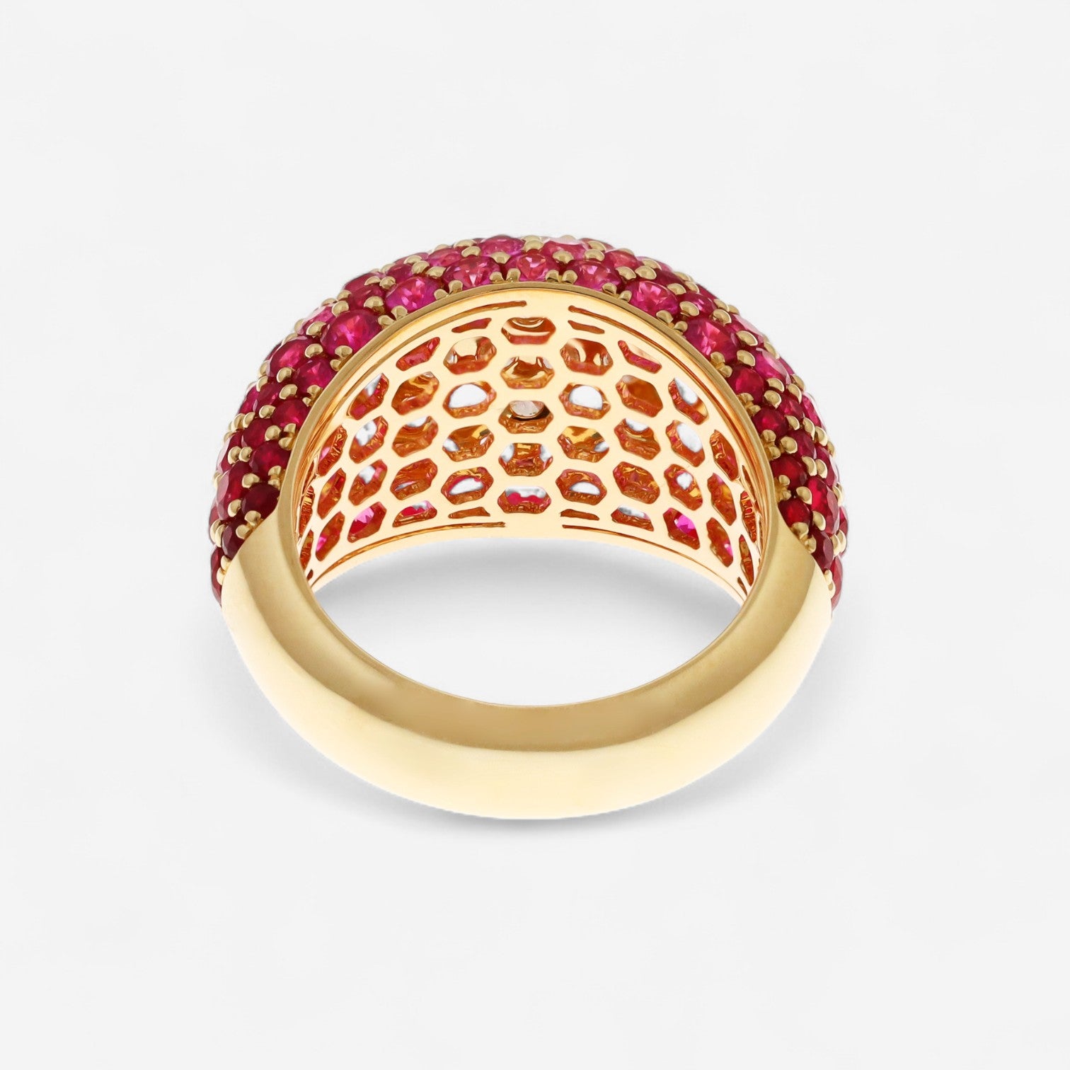 Alberto Milani Ombre 18K Yellow Gold Diamond, Pink Sapphire & Ruby Dome Ring Sz. 7 R0200E-7