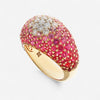 Alberto Milani Ombre 18K Yellow Gold Diamond, Pink Sapphire & Ruby Dome Ring Sz. 7 R0200E-7