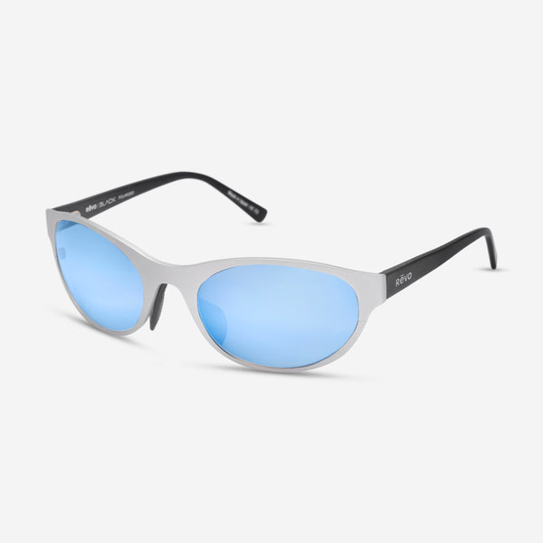 Revo Icon Oval Satin Chrome & Blue Oval Sunglasses RE119703BLP - THE SOLIST