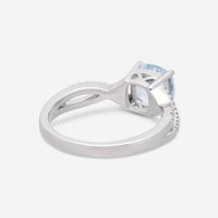 Ina Mar 14K White Gold Aquamarine Cushion and Diamond Twist Ring  RG-074057-Aqua