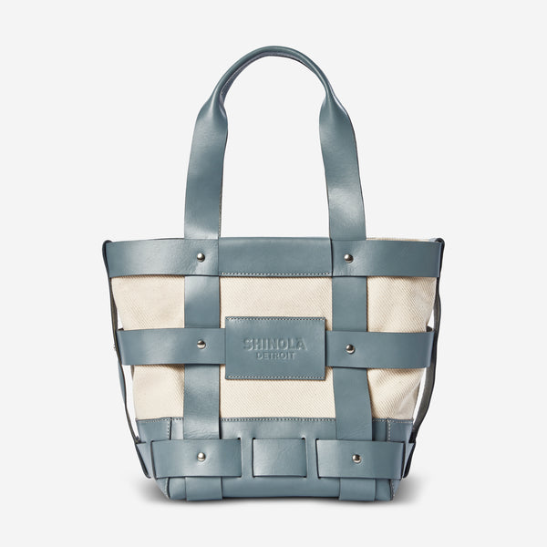 Shinola The Medium Bixby Cadet Blue Vachetta Leather Basket Bag 20265347