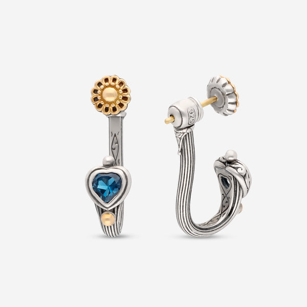 Konstantino One Off Sterling Silver and 18K Yellow Gold, London Blue Topaz Earrings SKMK3164-298