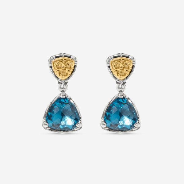 Konstantino Anthos Sterling Silver 18k Gold & Blue Spinel Earrings SKMK3211-478