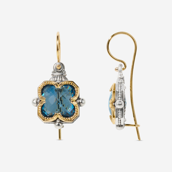 Konstantino Anthos Sterling Silver 18k Gold & Blue Spinel Earrings SKMK3215-478