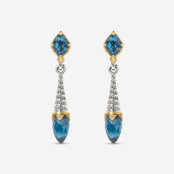 Konstantino Anthos Sterling Silver 18K Yellow Gold & Blue Spinel Drop Earrings SKMK3217-478