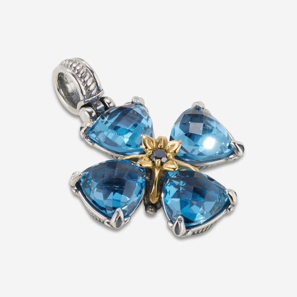 Konstantino Anthos Sterling Silver 18k Gold Blue Spinel & Diamond STMK6994-643