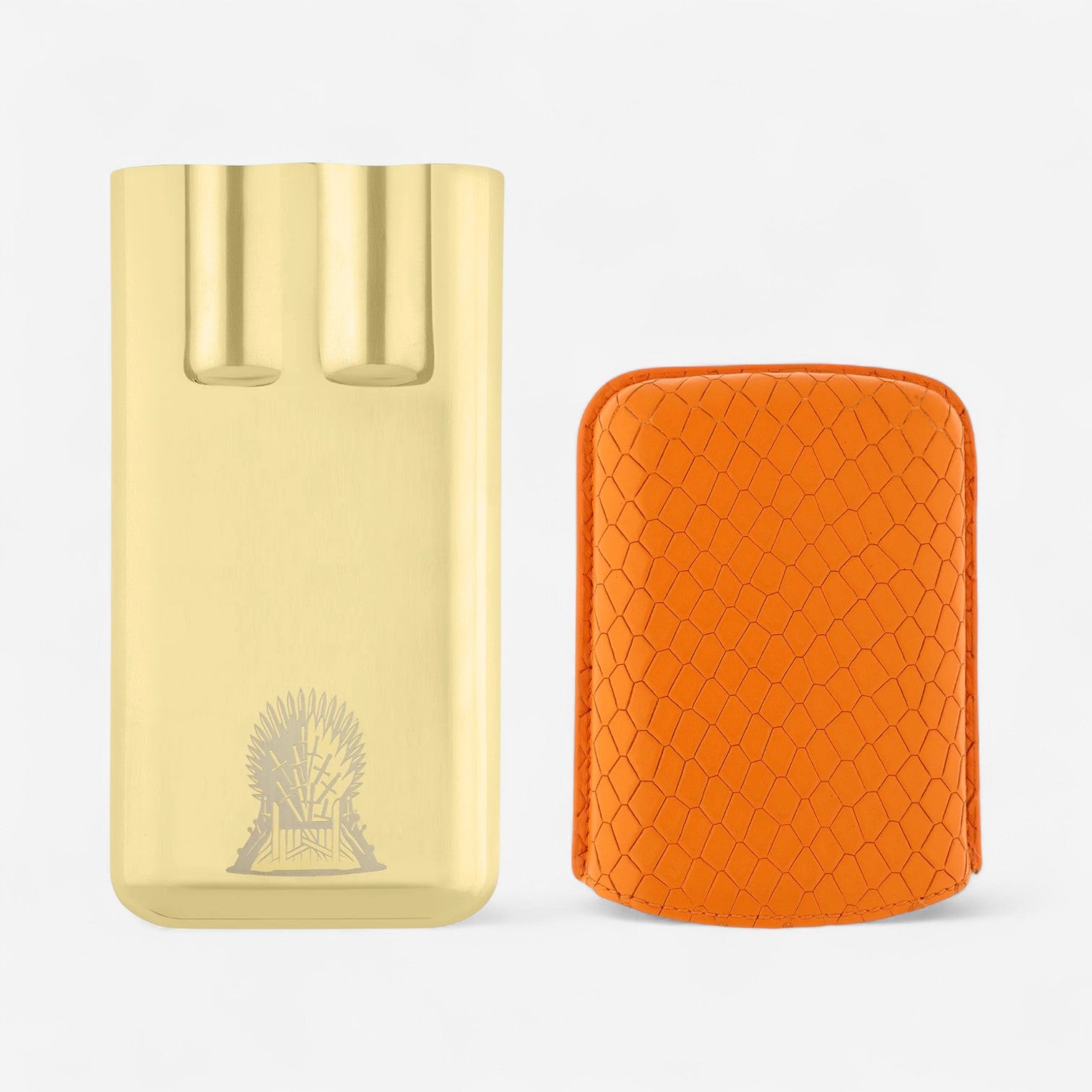 S.T. Dupont Game of Thrones Fire Orange Calfskin Leather Yellow-Gold Plated Cigar Case 183043 - THE SOLIST