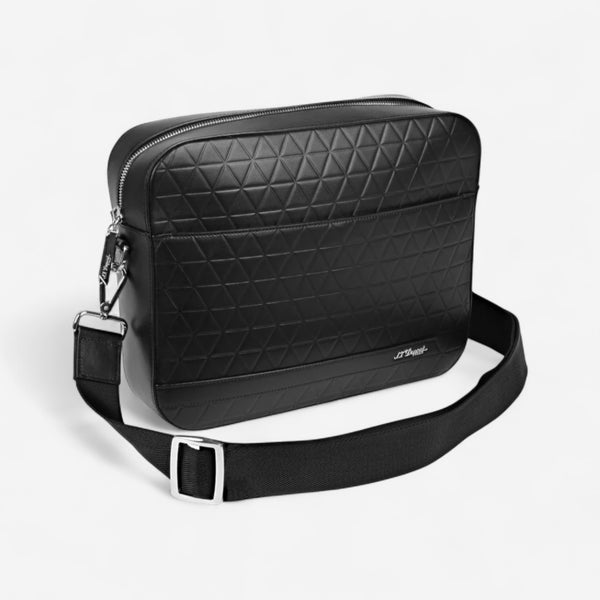 S.T. Dupont Firehead Black Leather Messenger Bag 160009