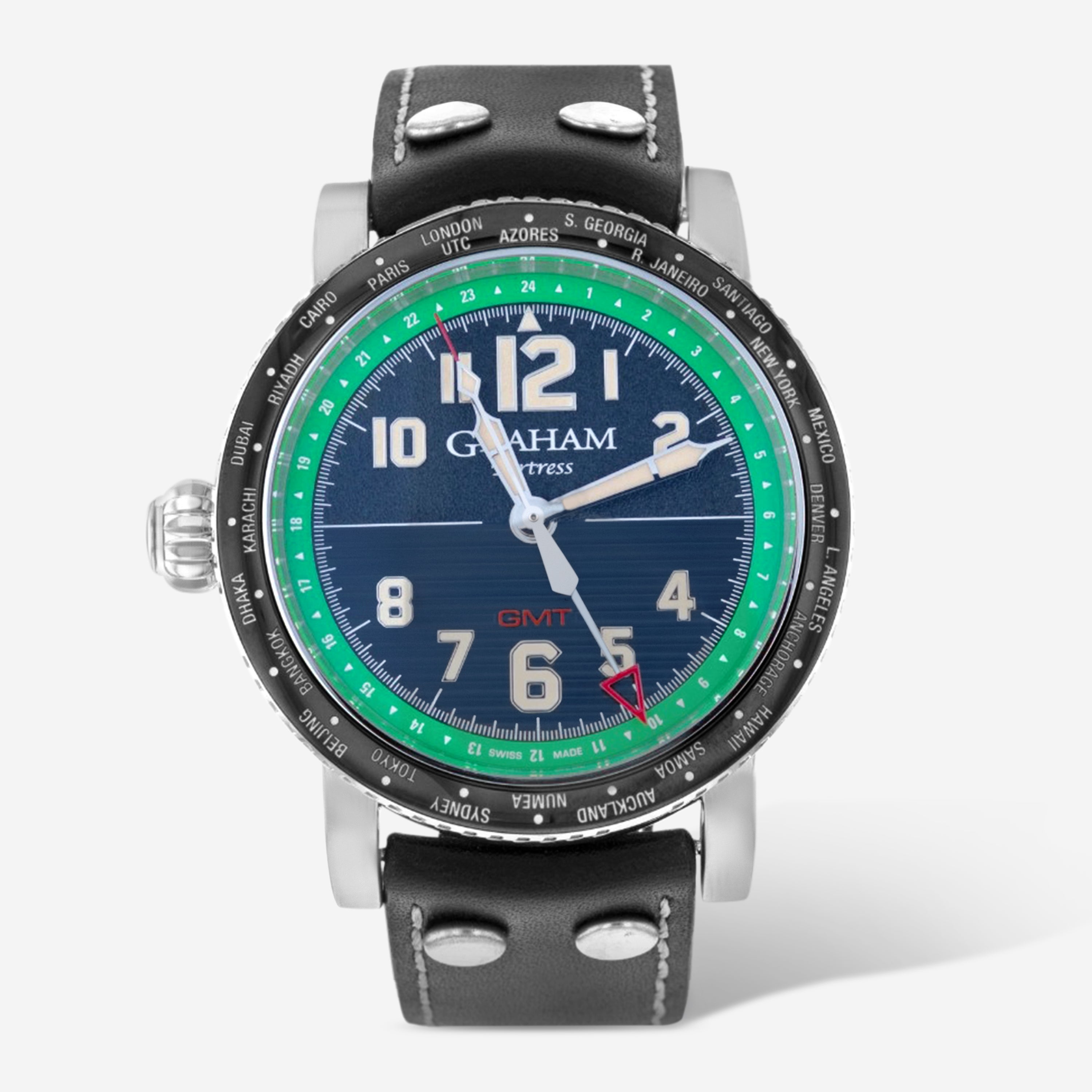 Graham Fortress City GMT Green Stainless Steel Automatic Men's Watch 2FOBC.G04A - THE SOLIST