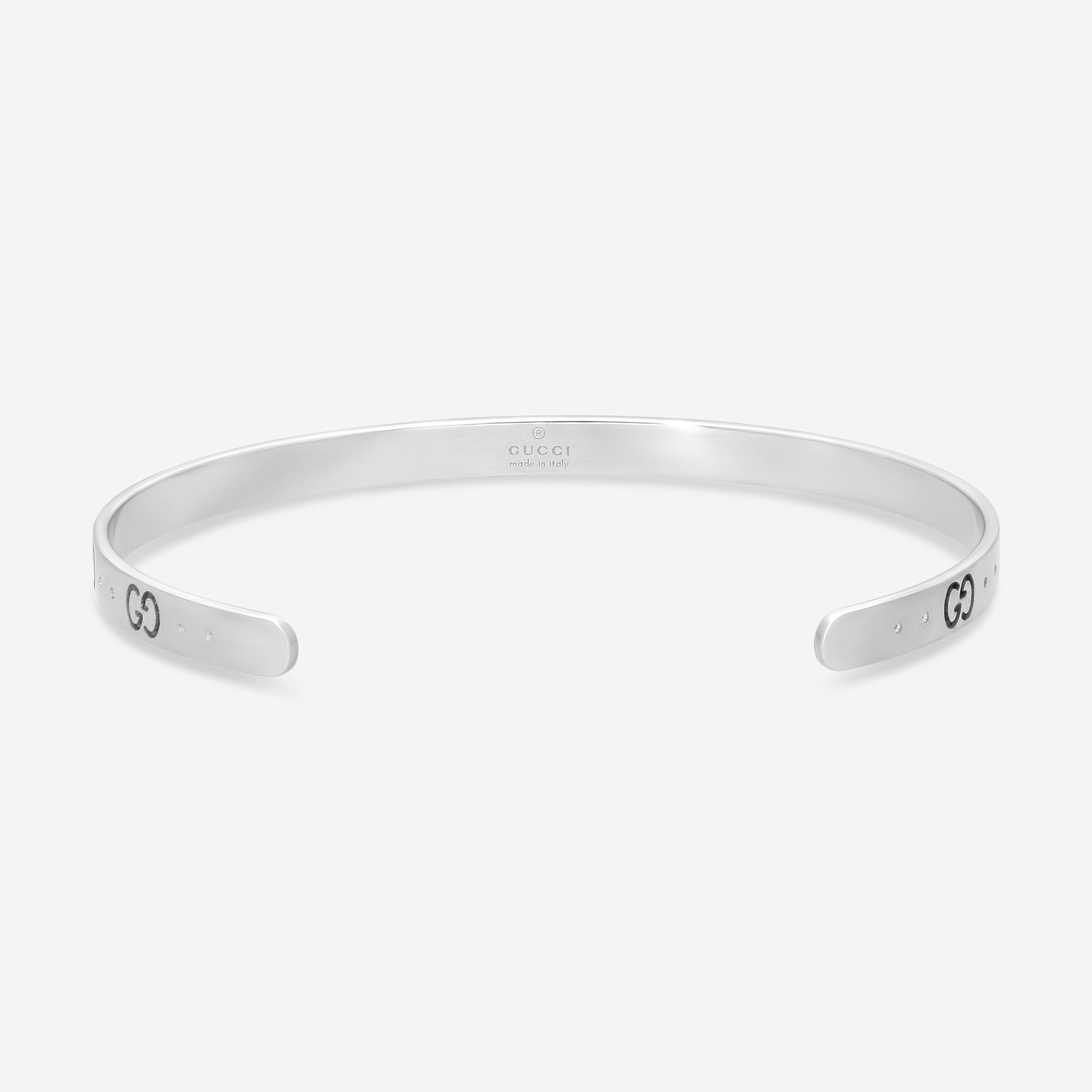 GUCCI Icon Thin Bangle 18kt White Gold Bracelet YBA434524003016 MSRP $2,700 - THE SOLIST