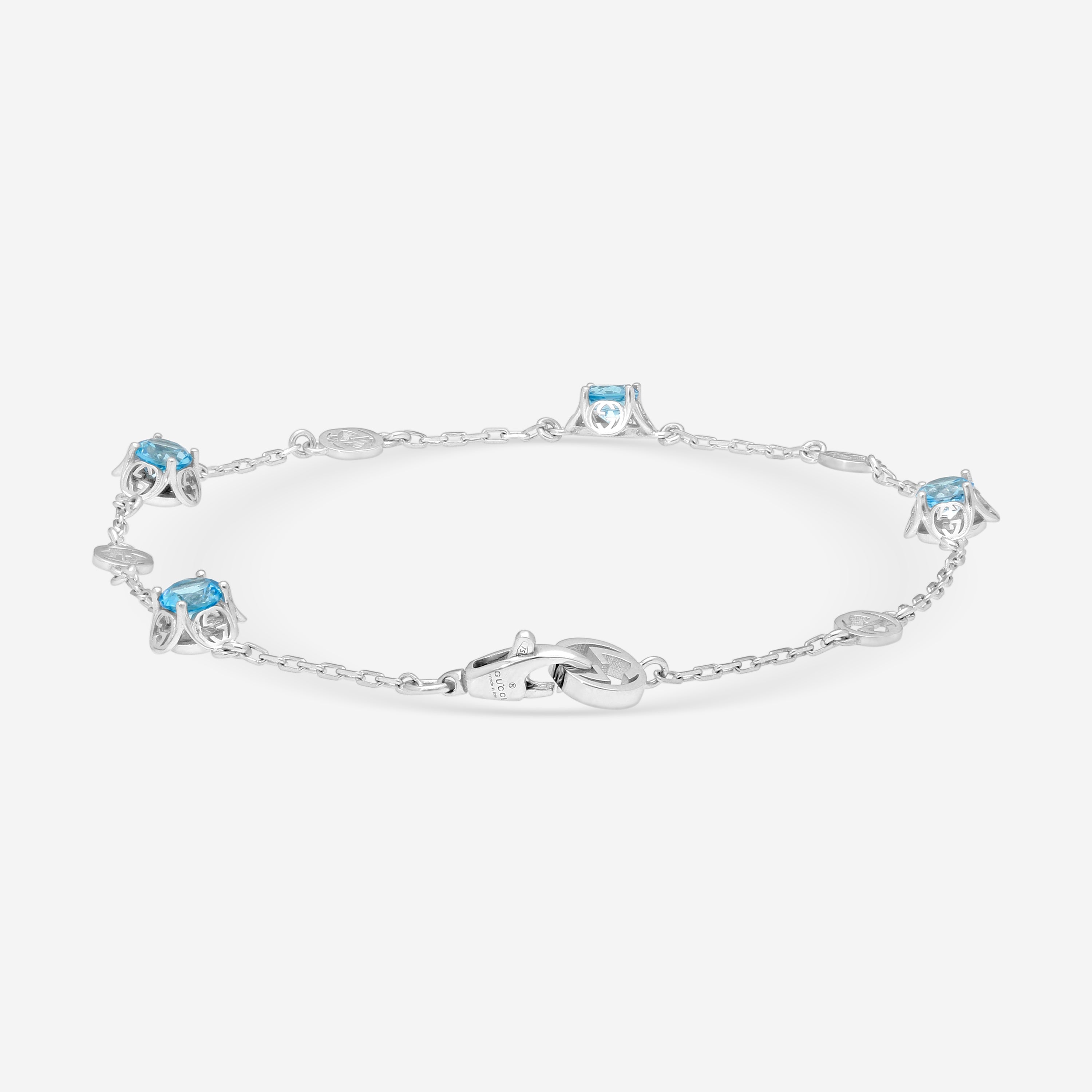 Gucci Interlocking G 18K White Gold Topaz Chain Bracelet YBA662430002016 - THE SOLIST