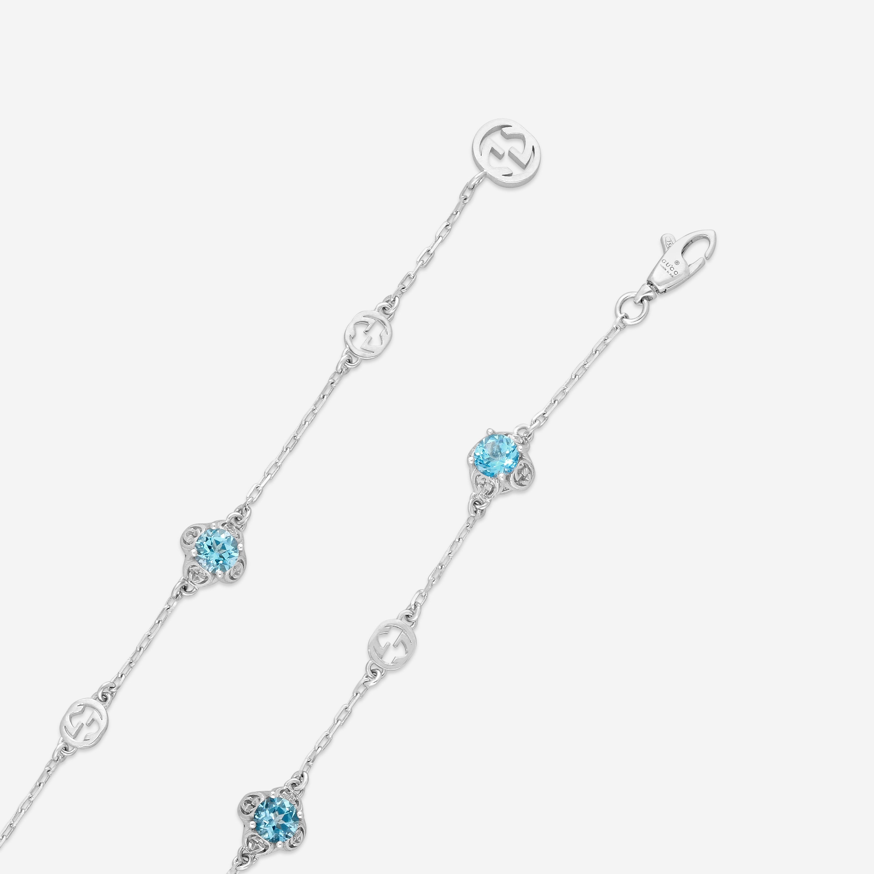 Gucci Interlocking G 18K White Gold Topaz Chain Bracelet YBA662430002016 - THE SOLIST