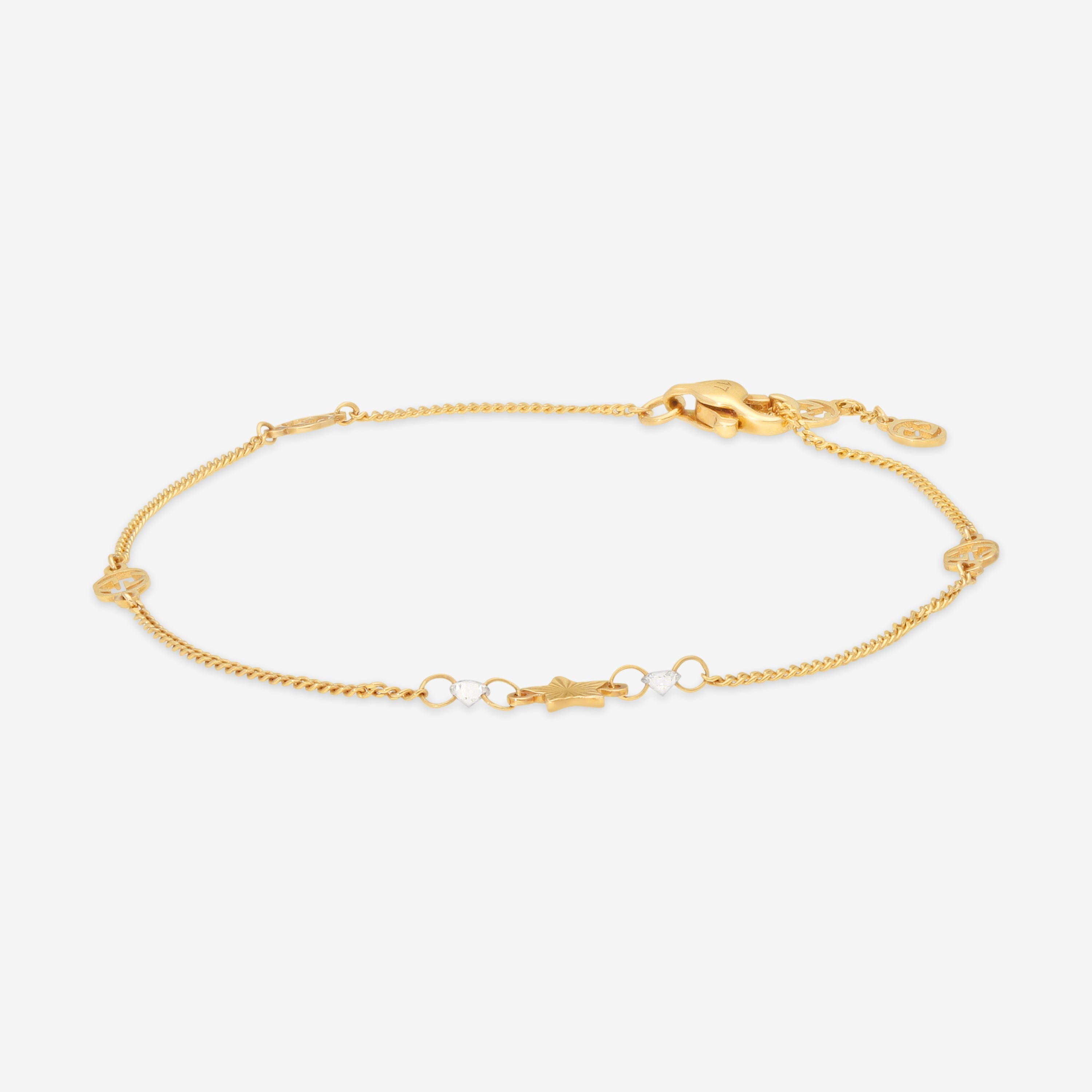 Gucci Interlocking G & Star Motif 18K Yellow Gold Diamond Chain Bracelet YBA679117001017 - THE SOLIST