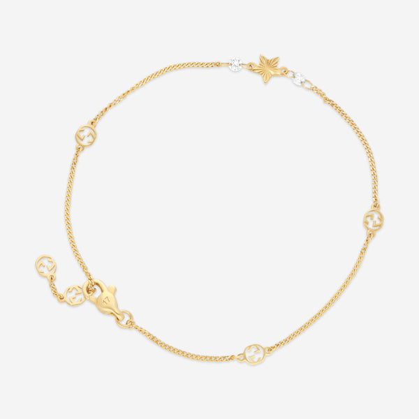 Gucci Interlocking G & Star Motif 18K Yellow Gold Diamond Chain Bracelet YBA679117001017 - THE SOLIST