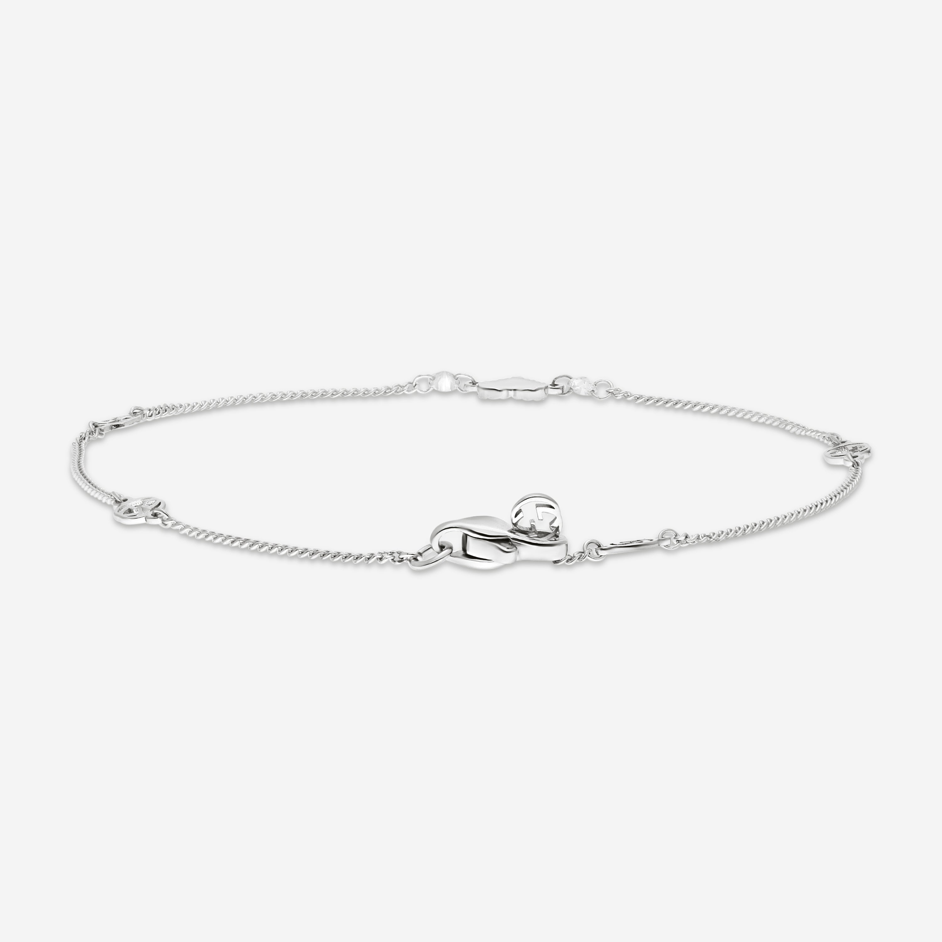 Gucci Interlocking G Heart Motif 18K White Gold Diamond Chain Bracelet YBA679118001017 - THE SOLIST