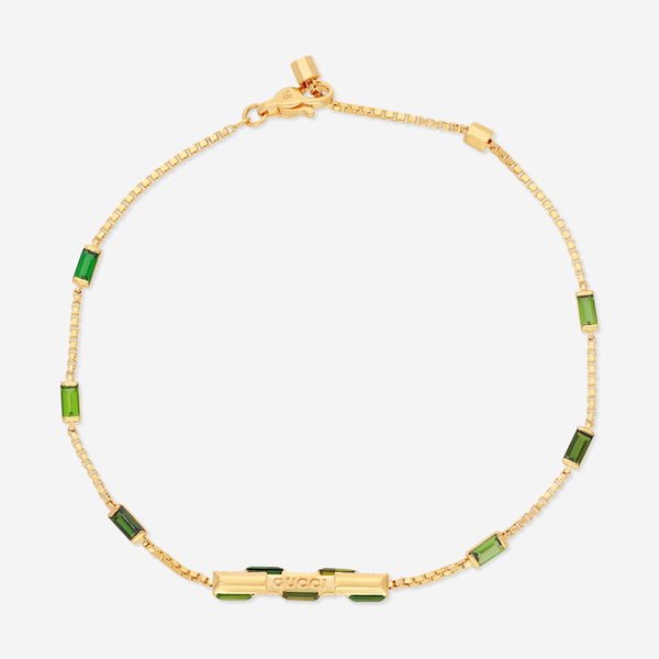 GUCCI Link to Love 18kt Yellow Gold and Green Tourmaline Bracelet YBA702395002016 MSRP $3,250.00 - THE SOLIST