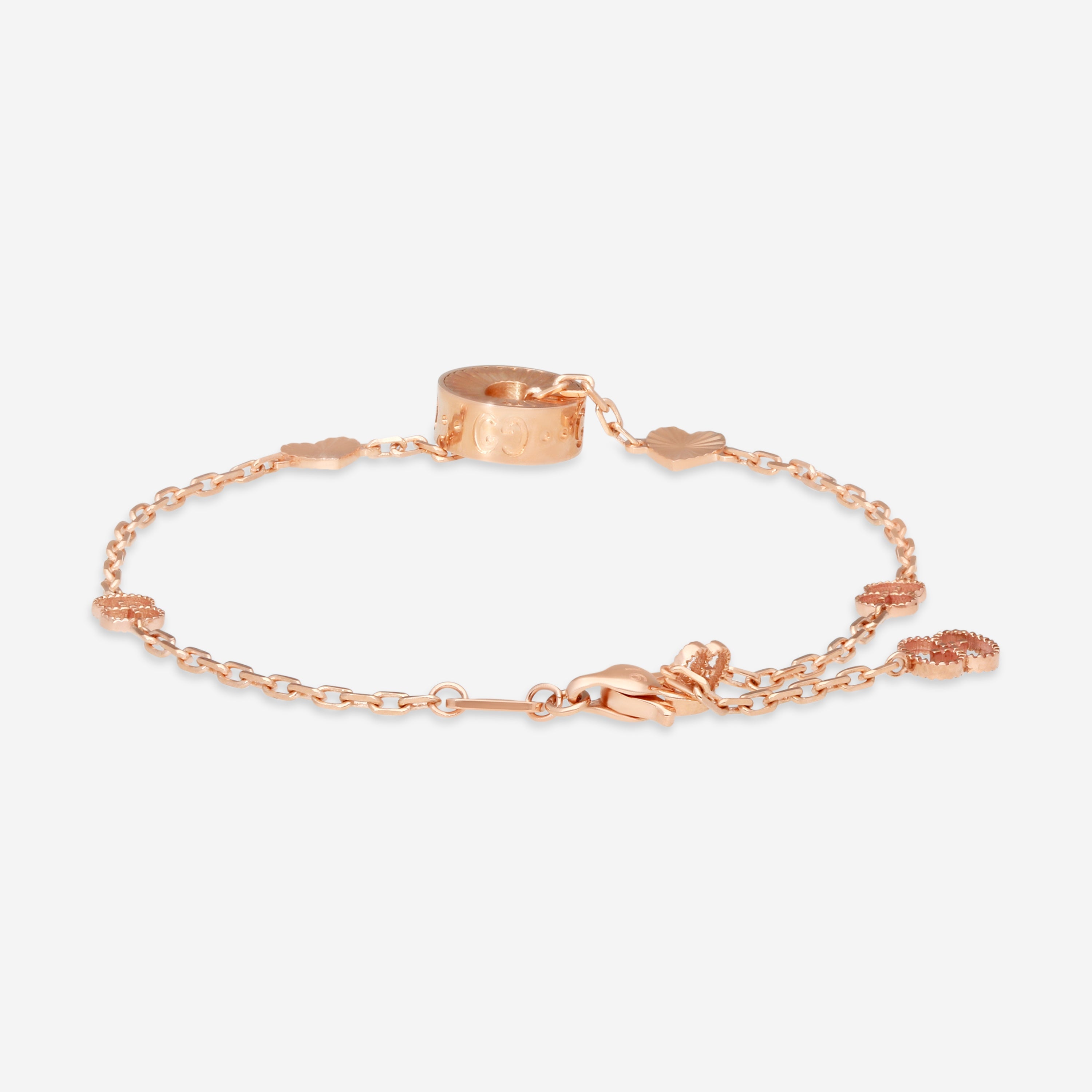 Gucci Heart Cut Out 18K Rose Gold Round Charm Bracelet YBA729383001016 MSRP $2,390 - THE SOLIST