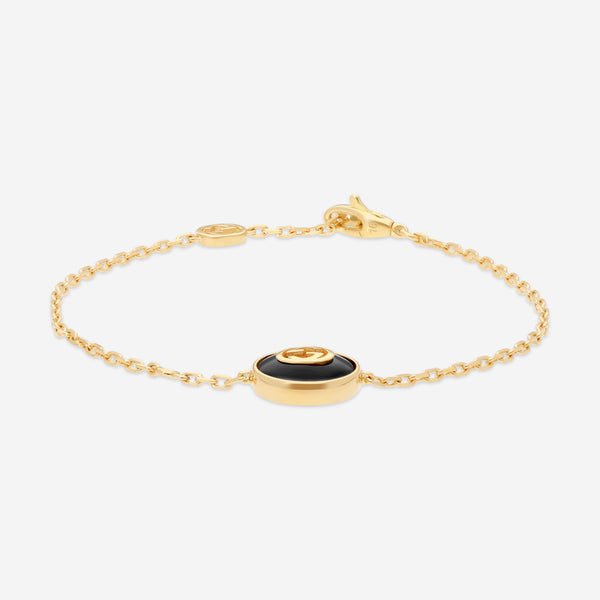 Gucci 18K Yellow Gold Onyx & Diamond Interlocking Chain Bracelet YBA786556001016 - THE SOLIST