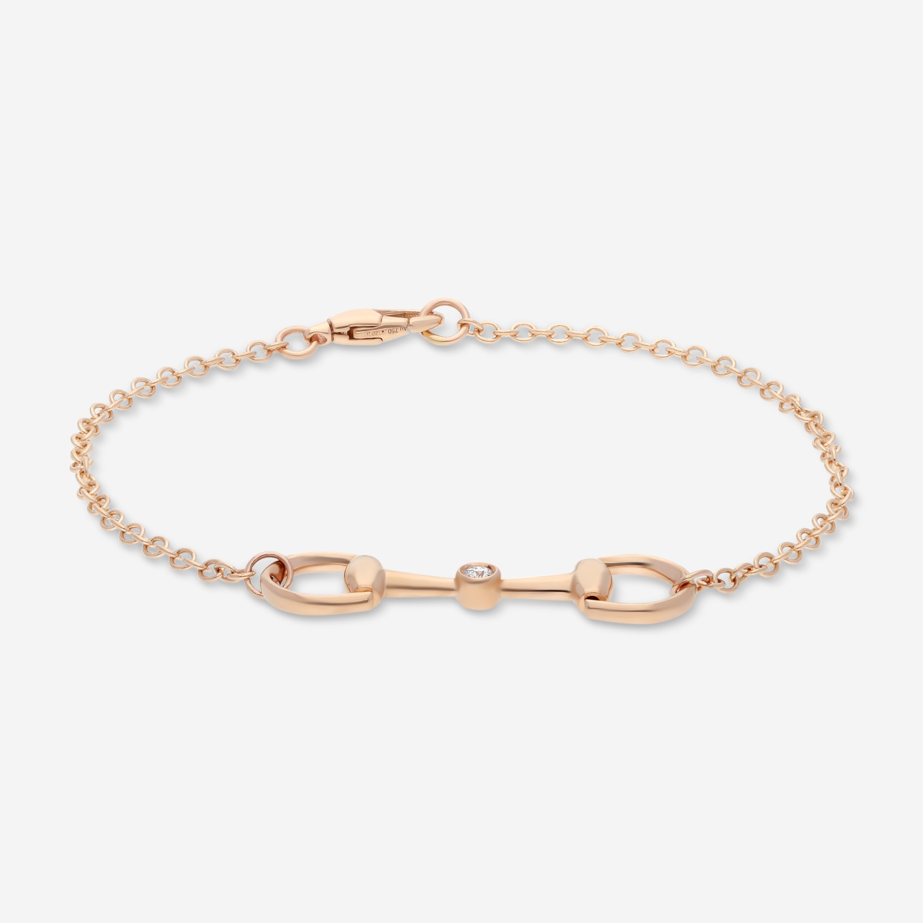 Gucci Horsebit 18K Rose Gold Diamond Chain Bracelet YBA796174001016 - THE SOLIST