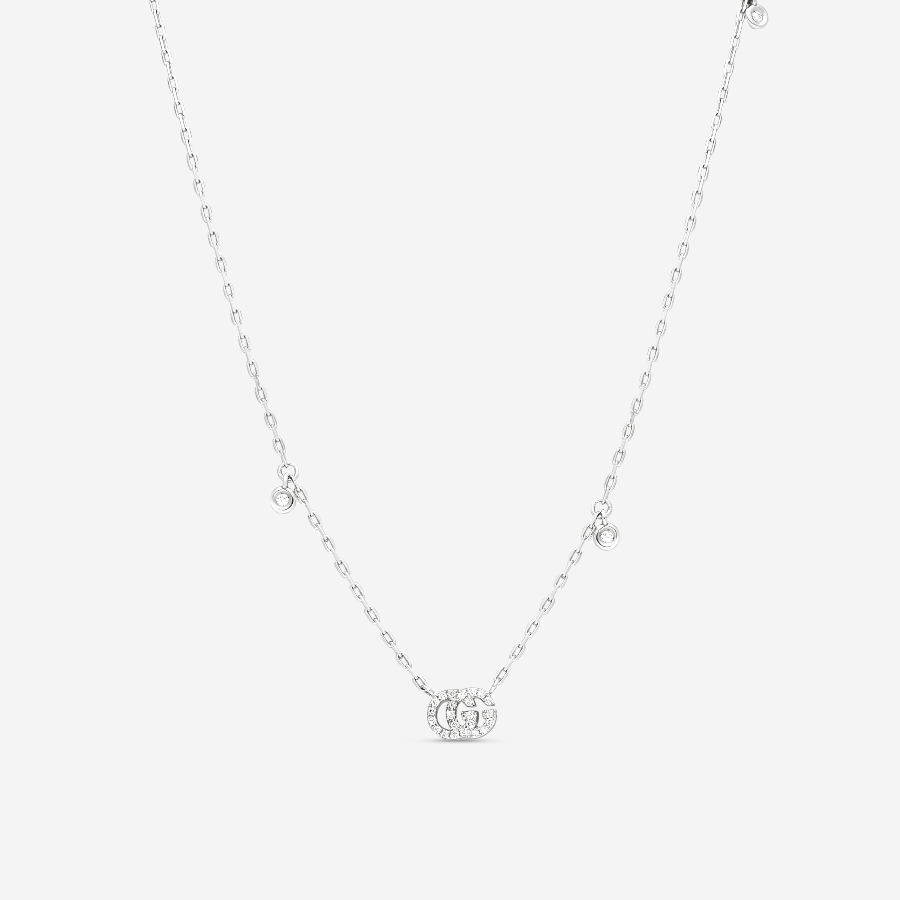 GUCCI GG Running 18kt White Gold and Diamond Necklace YBB47923100100U MSRP $2,050 - THE SOLIST