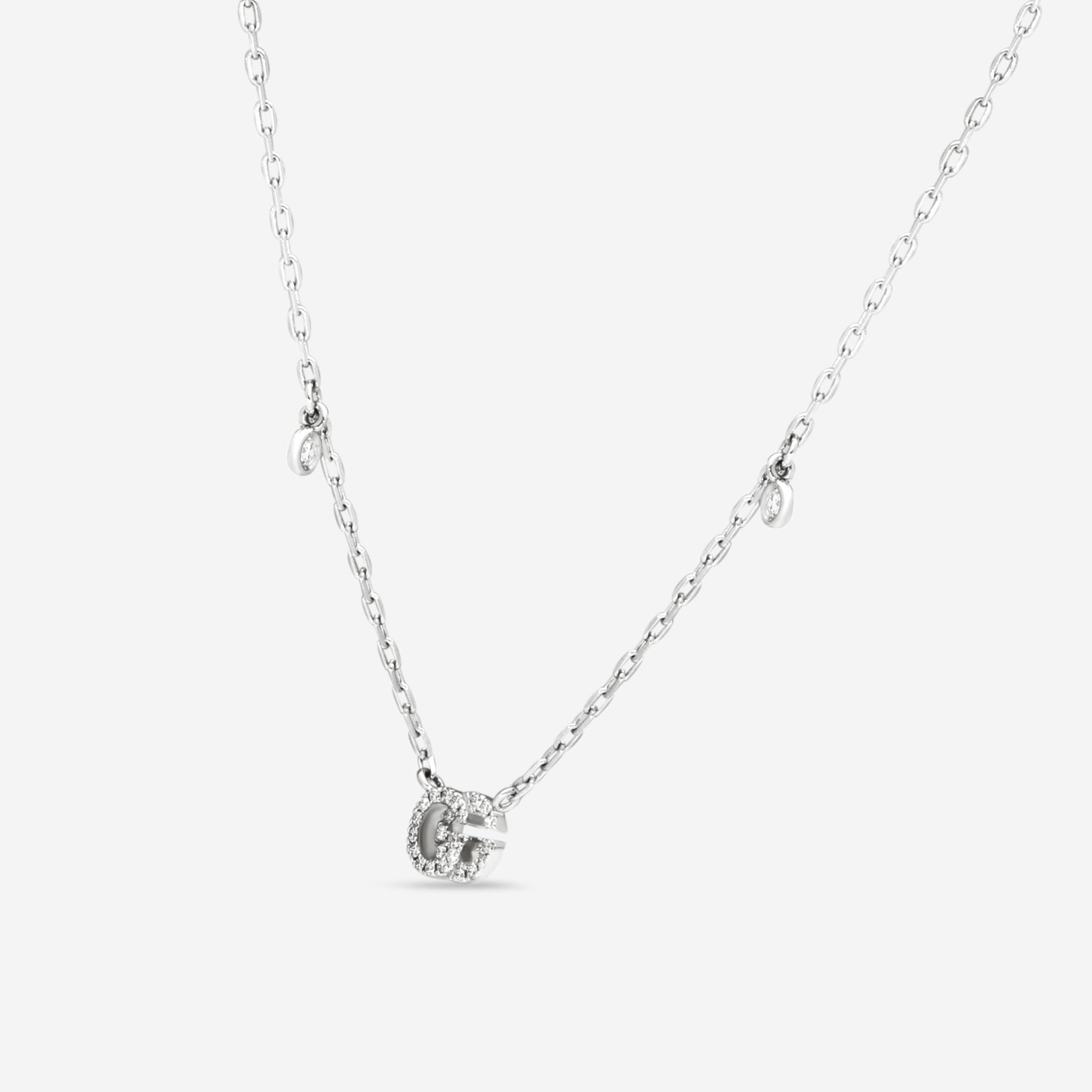 GUCCI GG Running 18kt White Gold and Diamond Necklace YBB47923100100U MSRP $2,050 - THE SOLIST