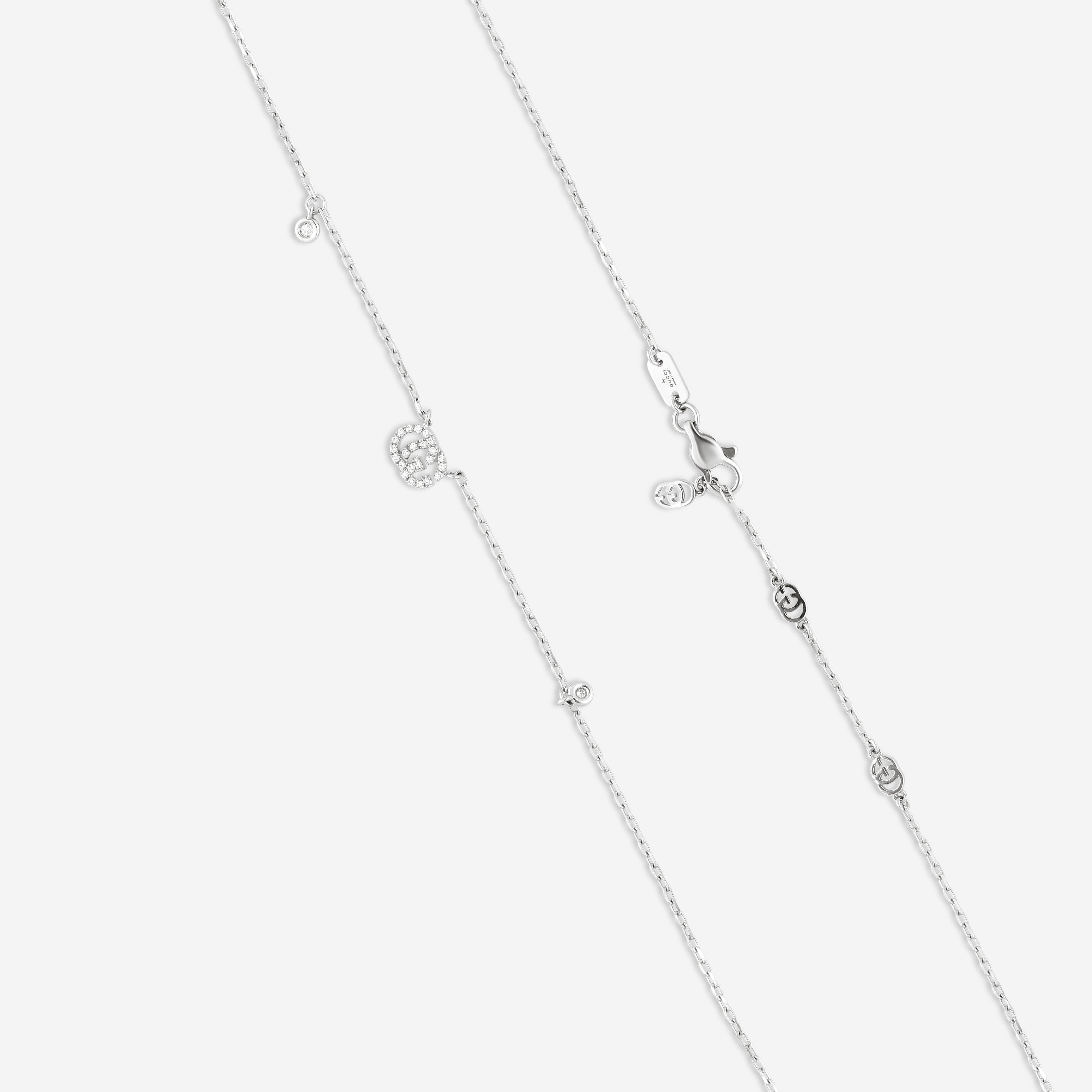 GUCCI GG Running 18kt White Gold and Diamond Necklace YBB47923100100U MSRP $2,050 - THE SOLIST