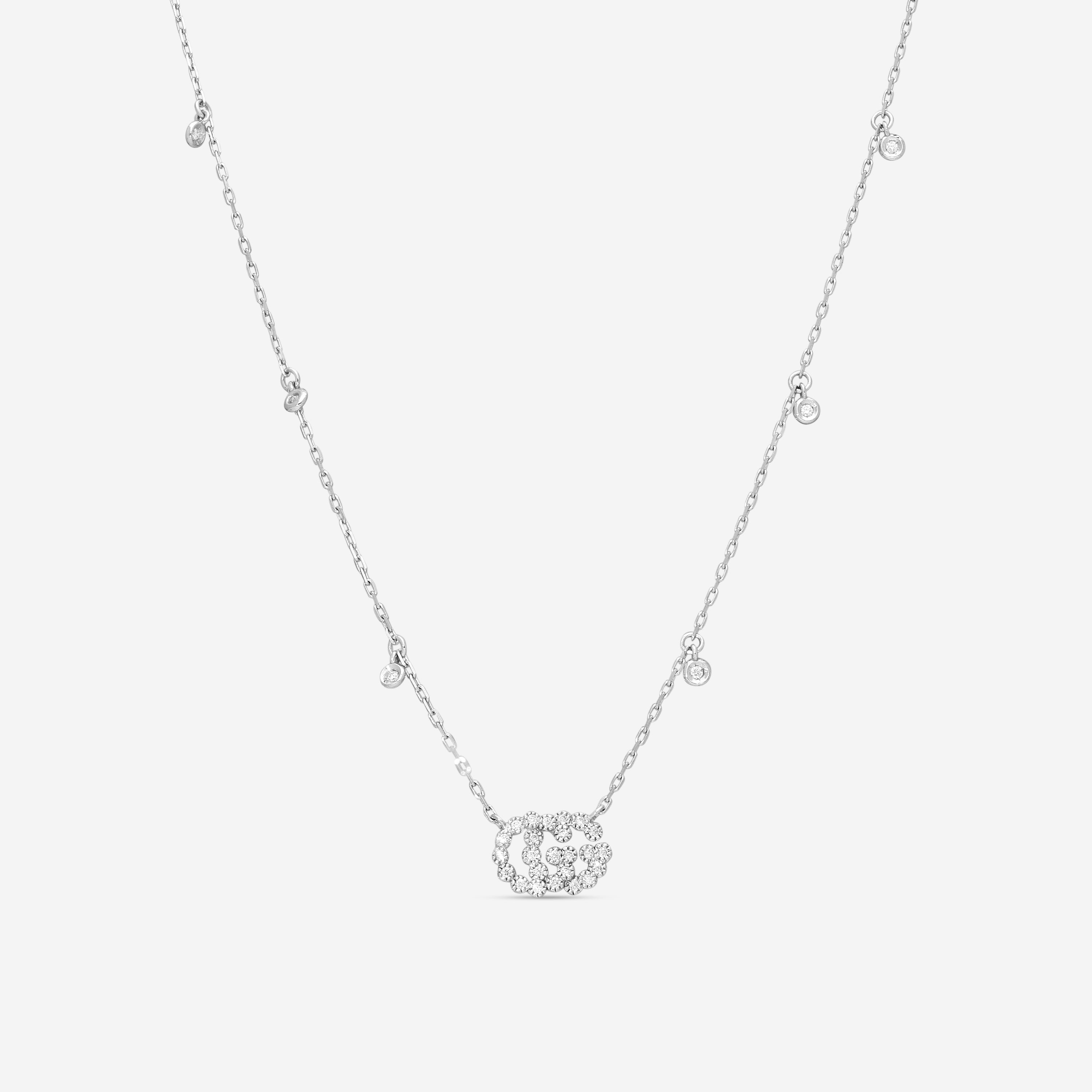 Gucci GG Running 18K White Gold and Diamond Necklace YBB48162400200U MSRP $3,200 - THE SOLIST