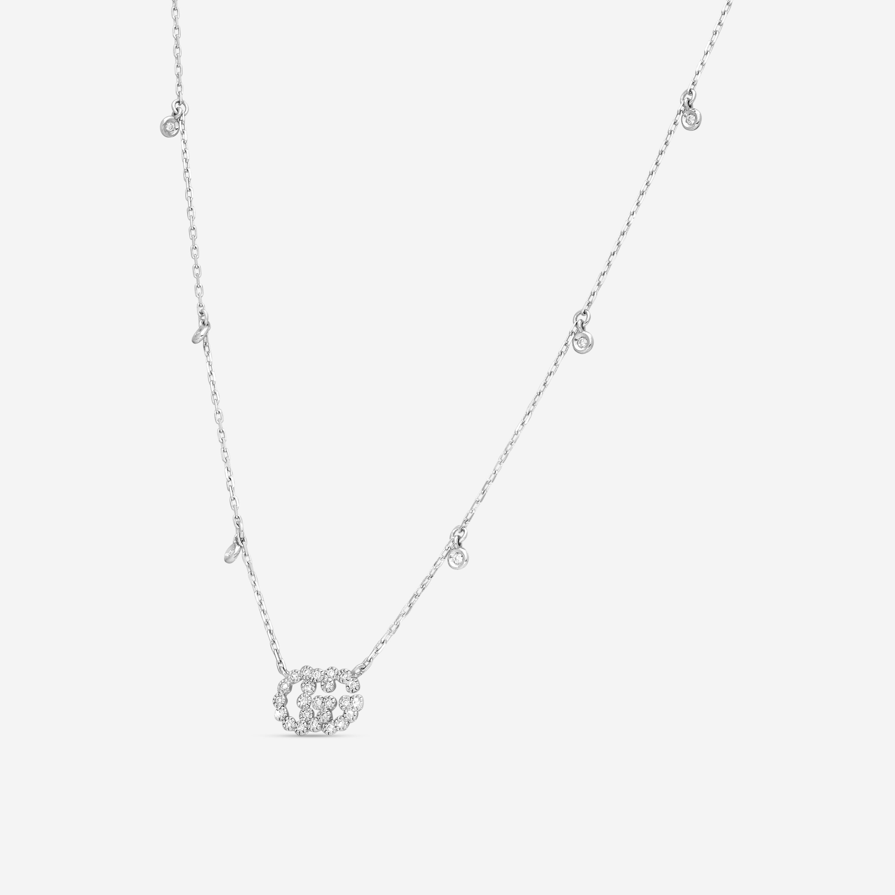 Gucci GG Running 18K White Gold and Diamond Necklace YBB48162400200U MSRP $3,200 - THE SOLIST
