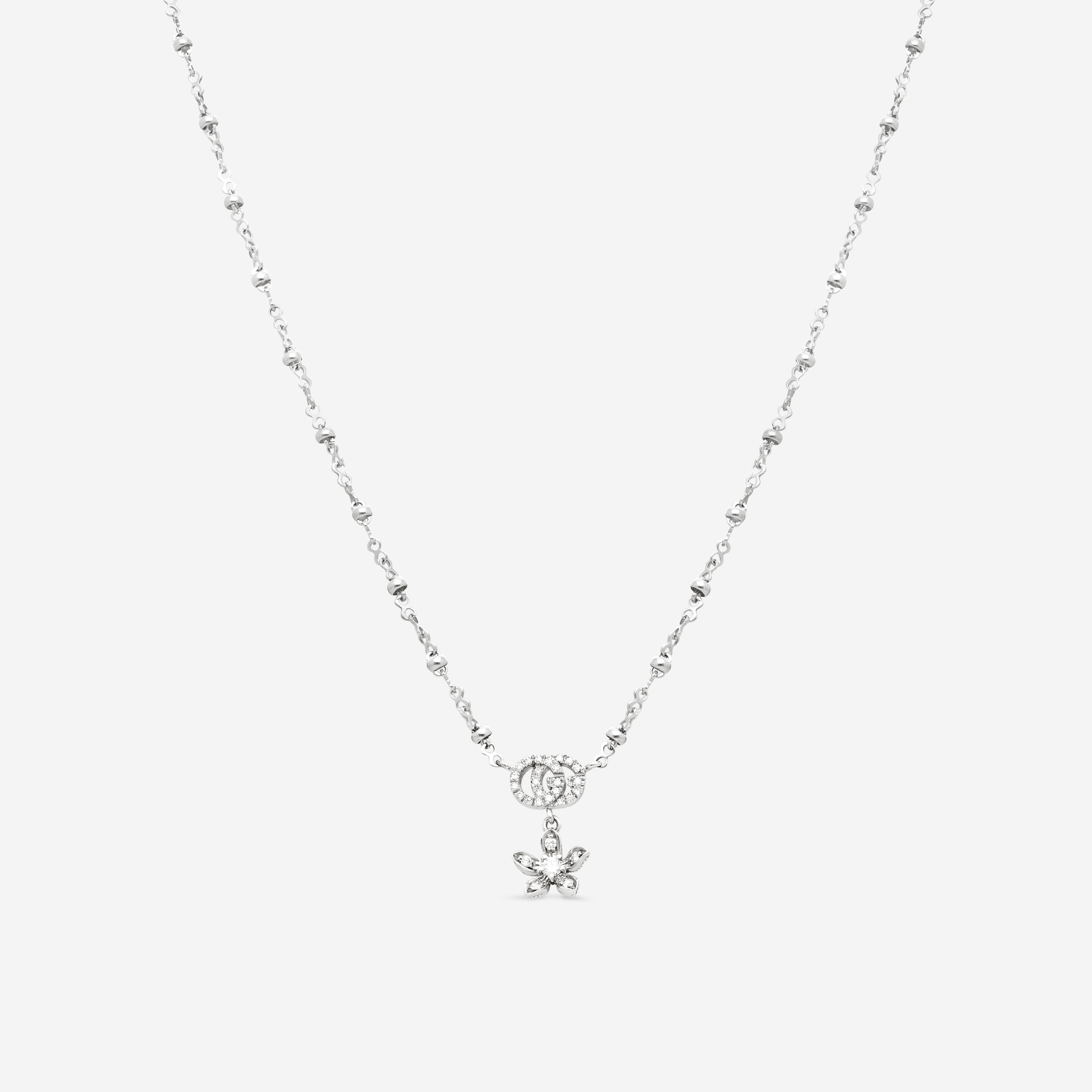 GUCCI Flora 18kt White Gold and Diamond Necklace YBB58184200100U MSRP $3,150 - THE SOLIST