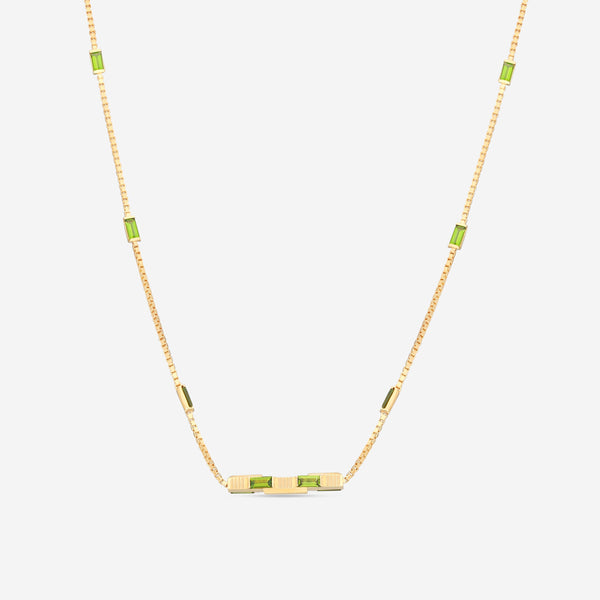 GUCCI Link to Love 18kt Yellow Gold and Green Tourmaline Necklace YBB70239400200U MSRP $4,350 - THE SOLIST