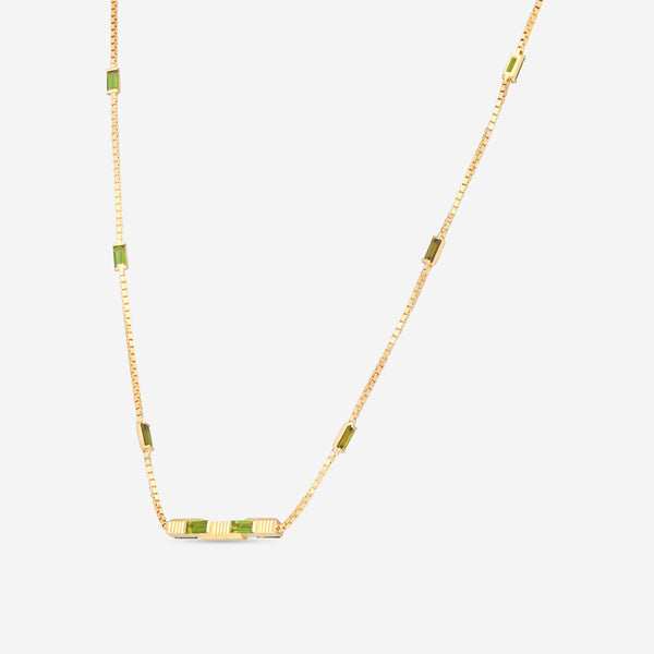 GUCCI Link to Love 18kt Yellow Gold and Green Tourmaline Necklace YBB70239400200U MSRP $4,350 - THE SOLIST