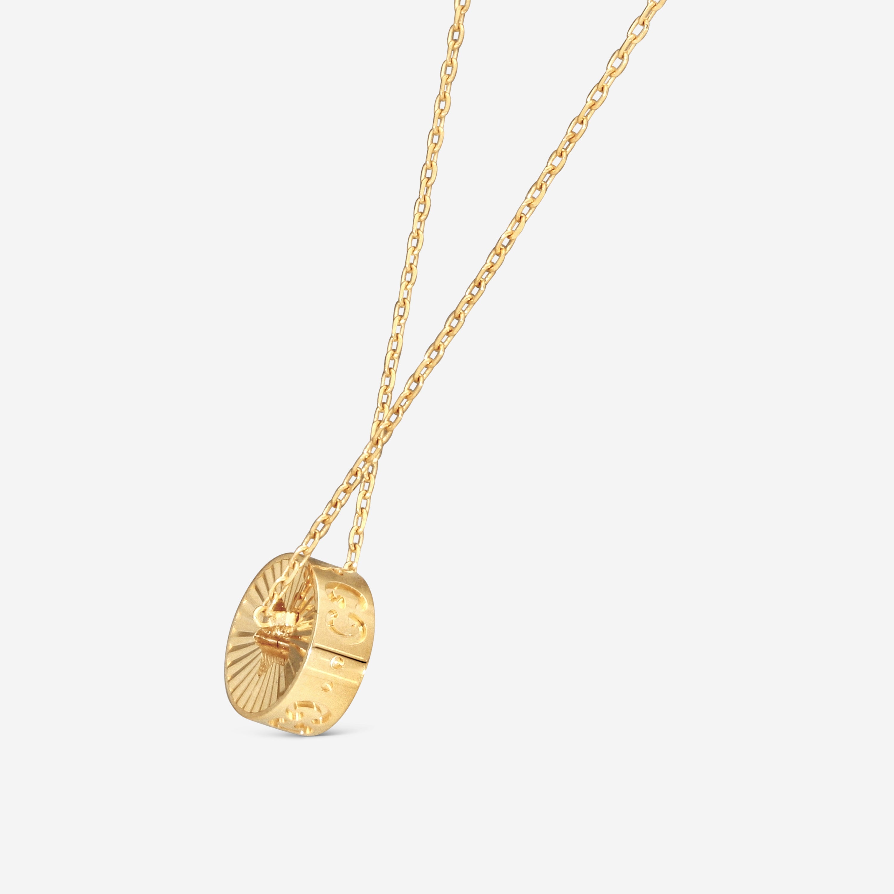 Gucci 18K Yellow Gold Round Pendant and Star Cut Out Necklace YBB72936300100U MSRP $2,450 - THE SOLIST