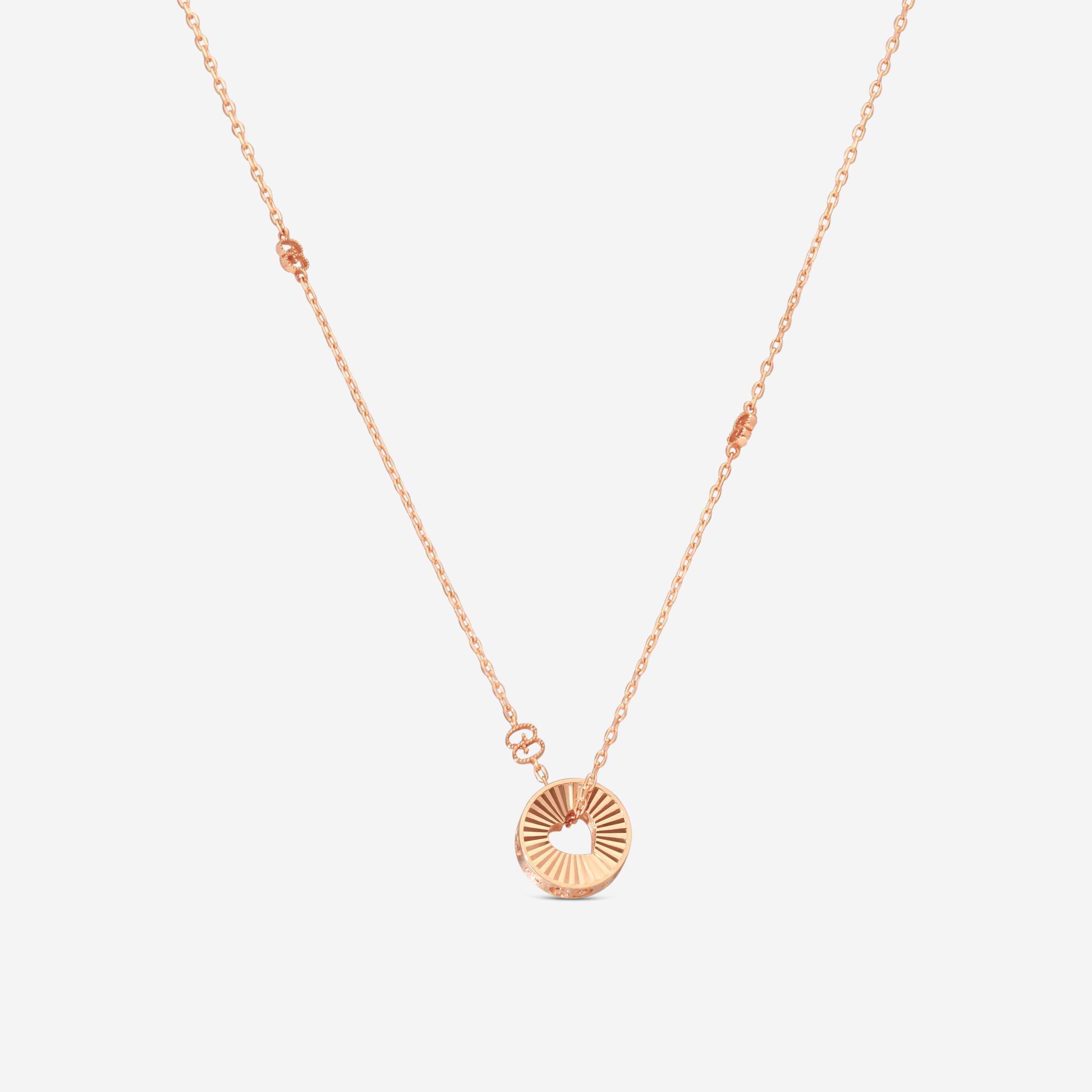 Gucci 18K Rose Gold Round Pendant Heart Cut Out Necklace YBB72937300100U MSRP $2,450 - THE SOLIST