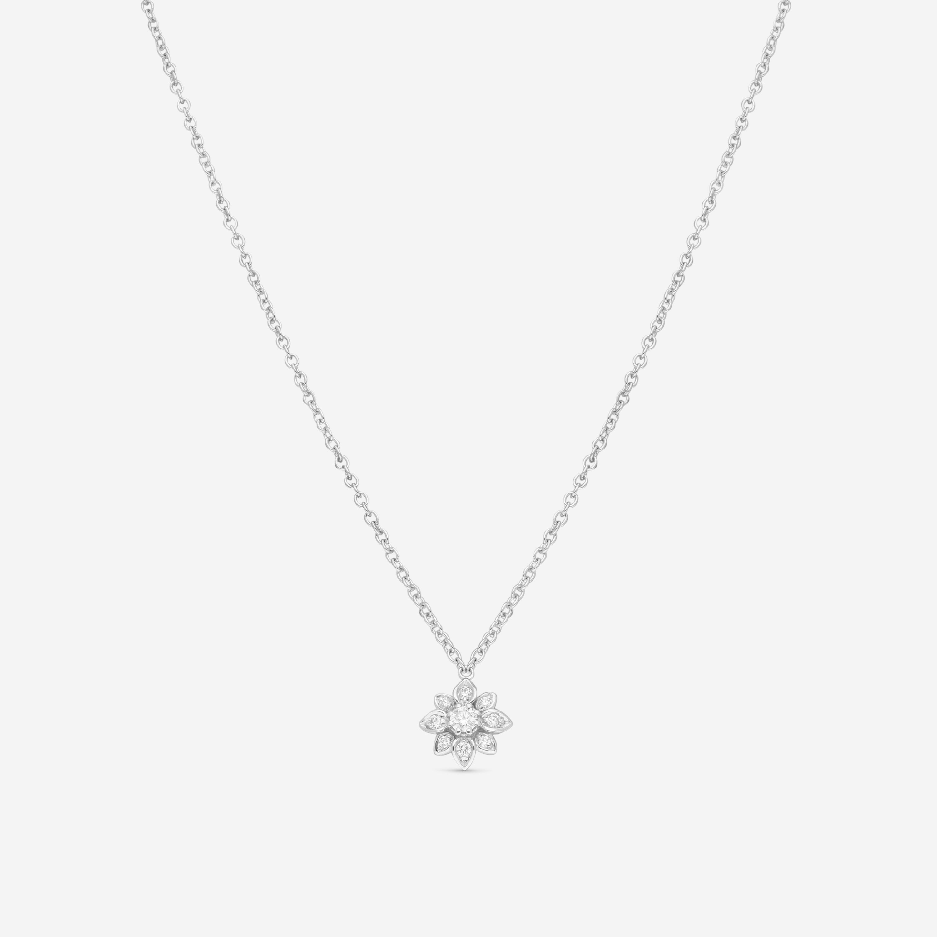 Gucci 18K White Gold and Diamonds Flower Necklace YBB79620700100U MSRP $2,950 - THE SOLIST