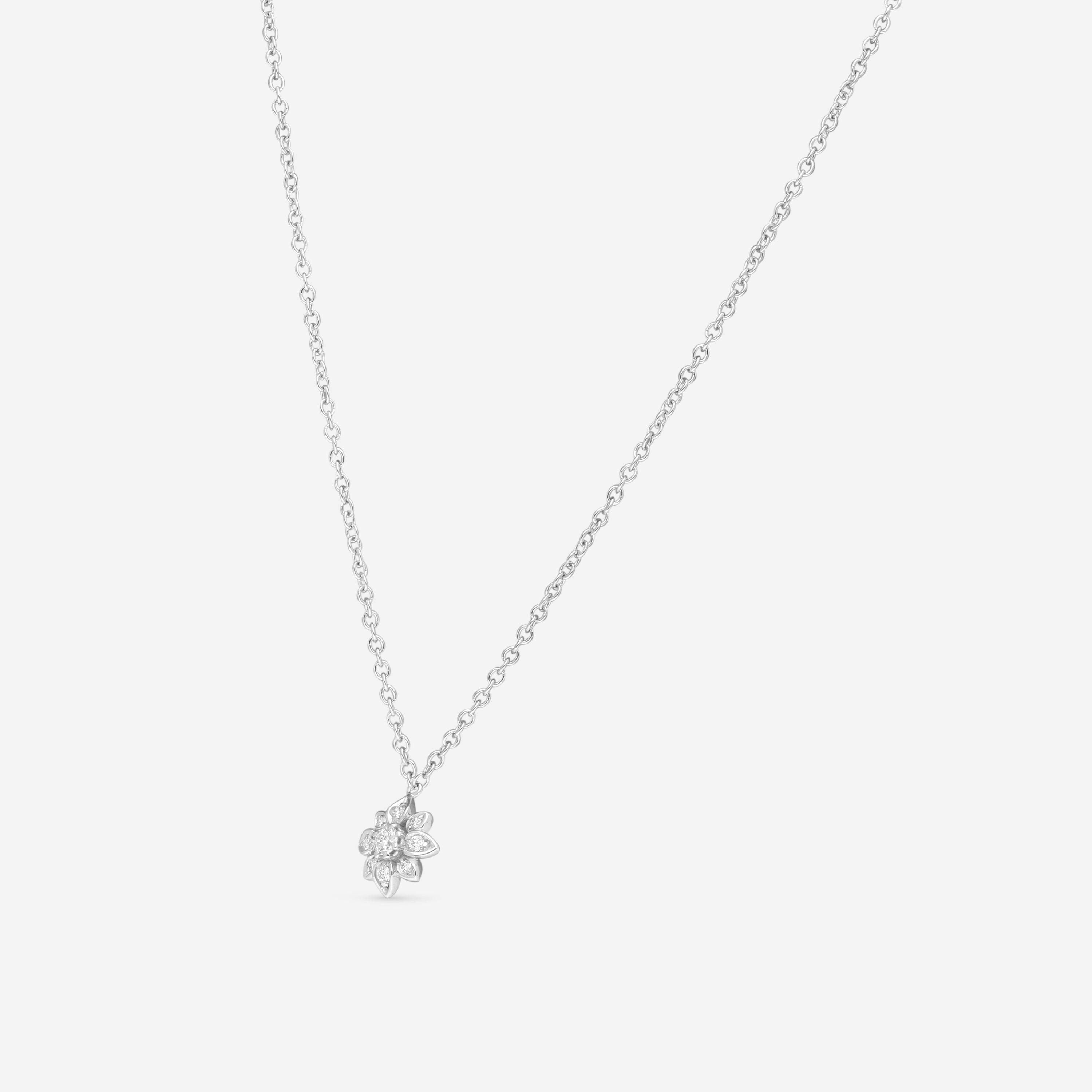 Gucci 18K White Gold and Diamonds Flower Necklace YBB79620700100U MSRP $2,950 - THE SOLIST