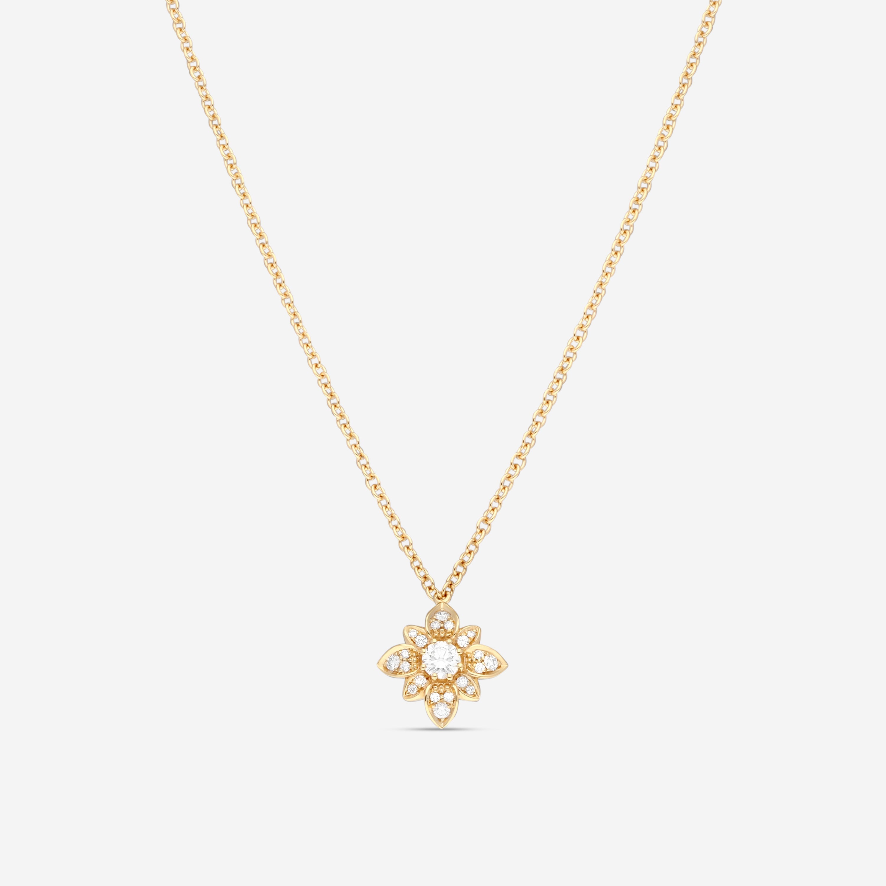 Gucci 18K Yellow Gold Diamond Flower Pendant Necklace YBB79623800100U MSRP $6,100 - THE SOLIST