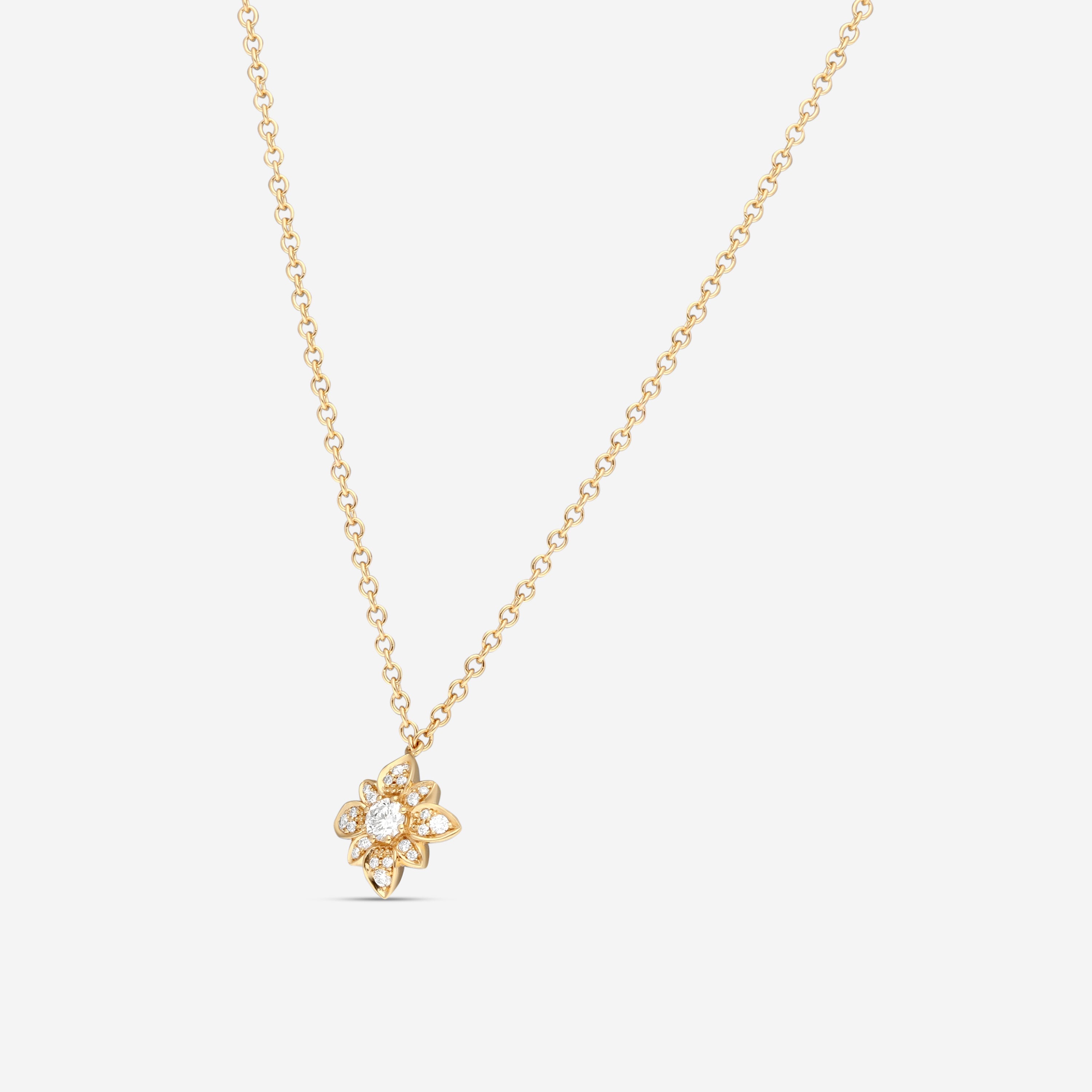 Gucci 18K Yellow Gold Diamond Flower Pendant Necklace YBB79623800100U MSRP $6,100 - THE SOLIST