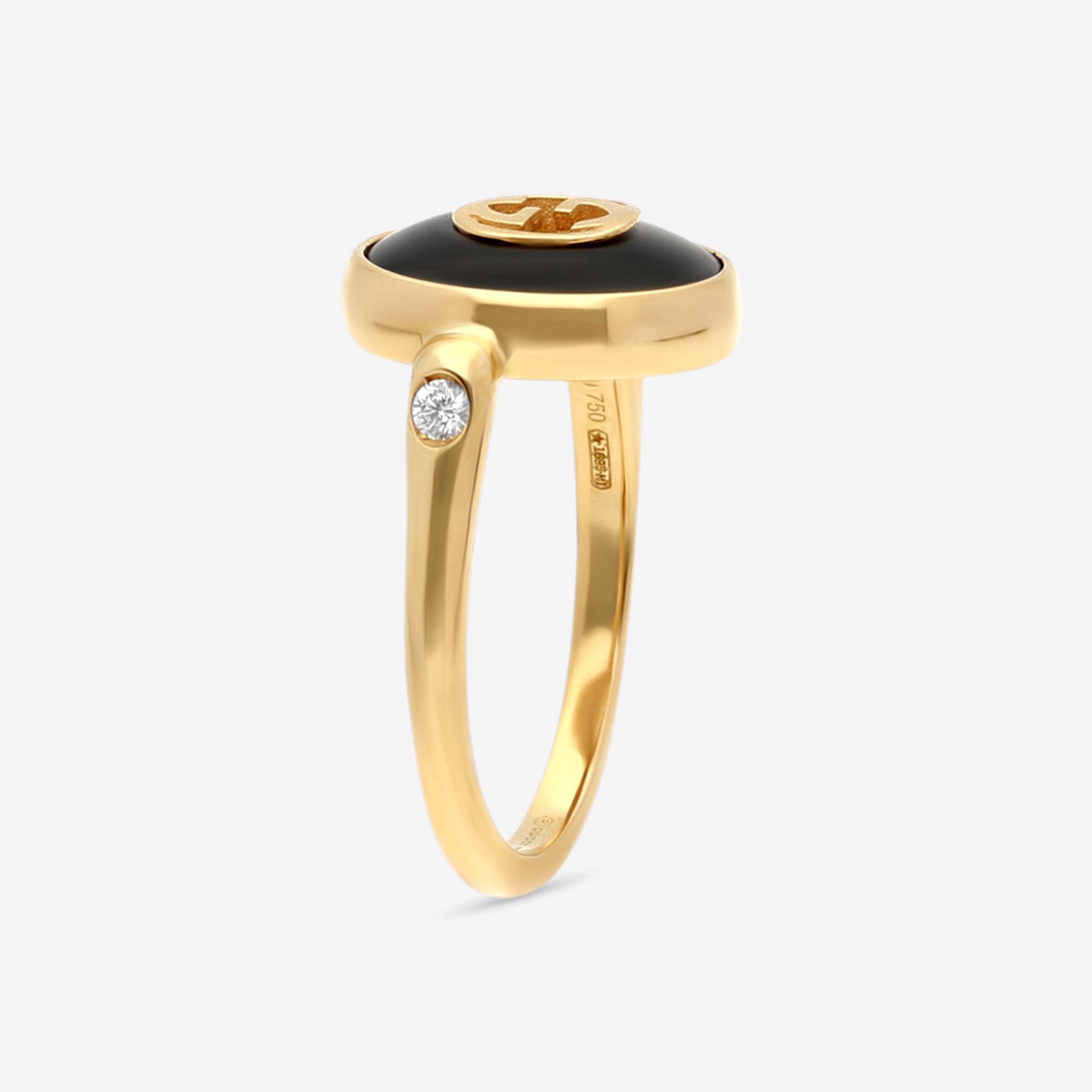 Gucci 18K Yellow Gold Onyx & Diamond Statement Ring YBC786547001009 - THE SOLIST