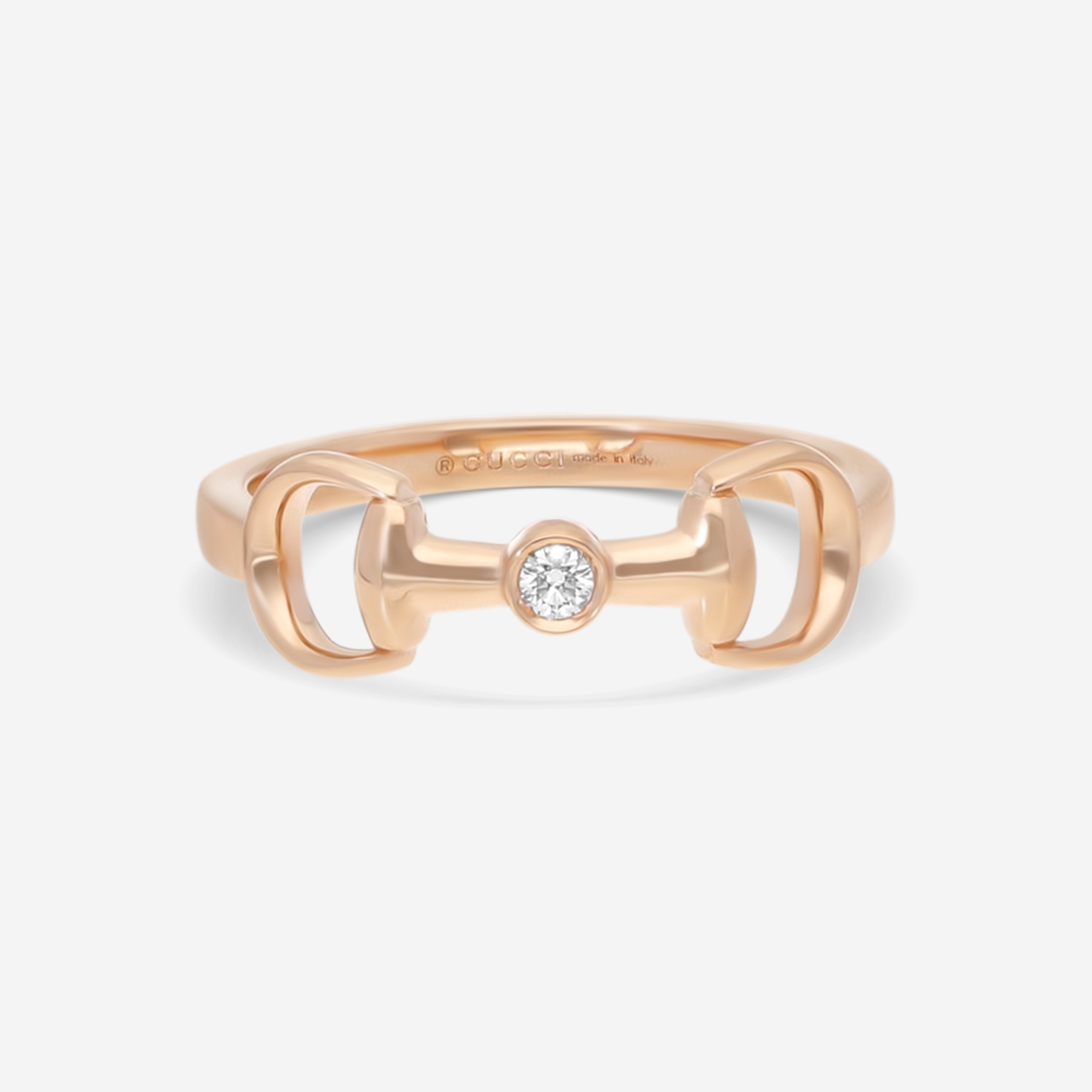Gucci Horsebit 18K Rose Gold Diamond Ring YBC796168001010 - THE SOLIST