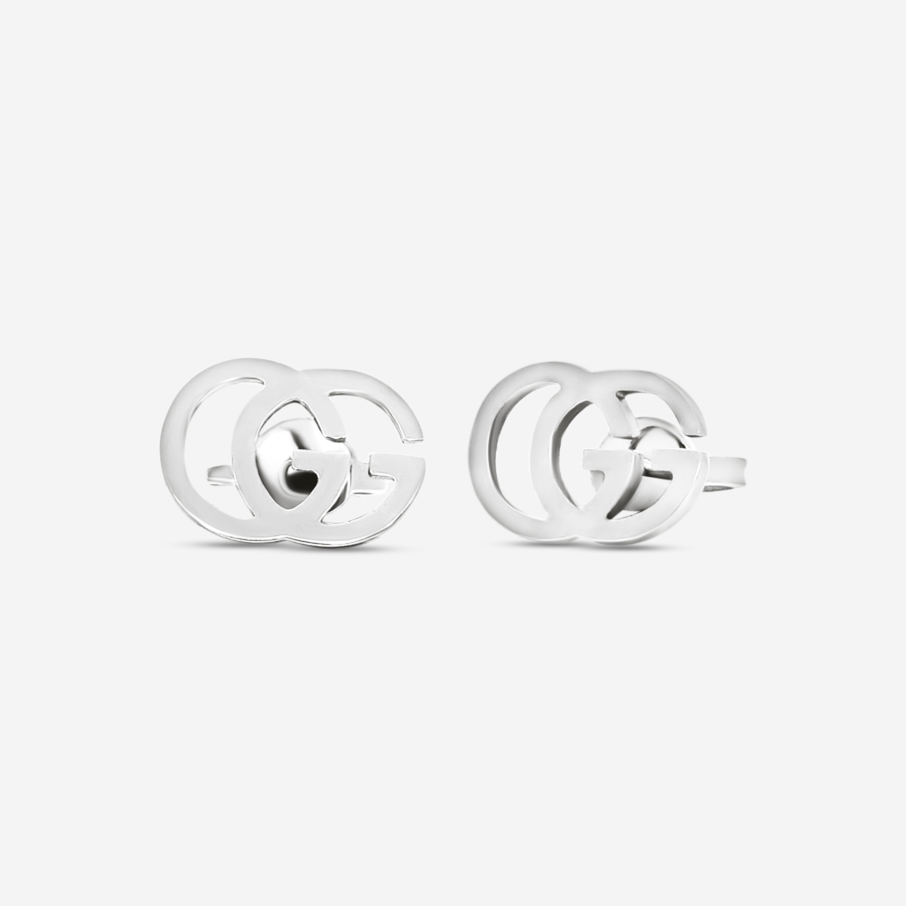 Gucci GG Running 18K White Gold Stud Earrings YBD09407400100U MSRP $790 - THE SOLIST