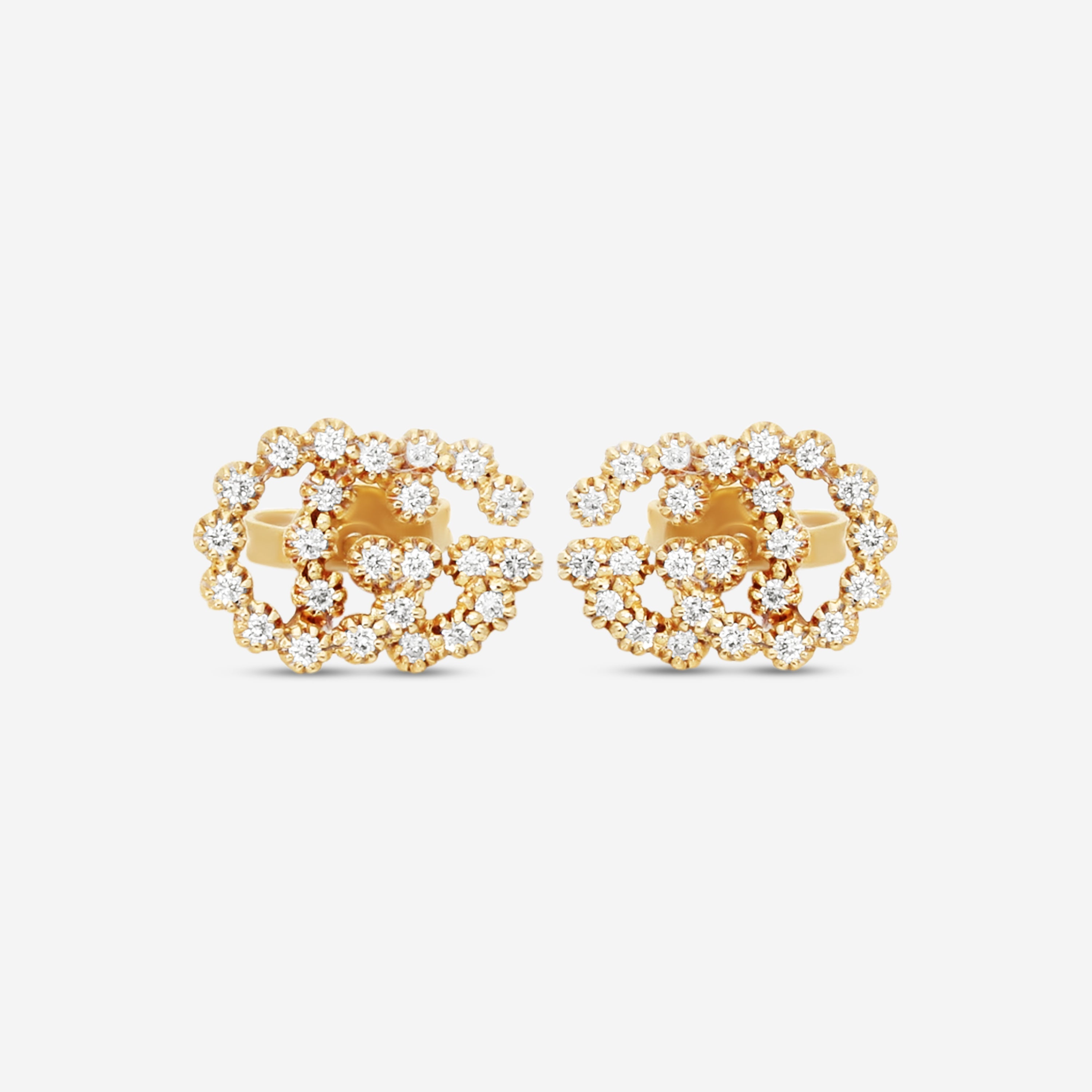 Gucci GG Running 18K Yellow Gold and Diamond Stud Earrings YBD48167600100U MSRP $2,300 - THE SOLIST