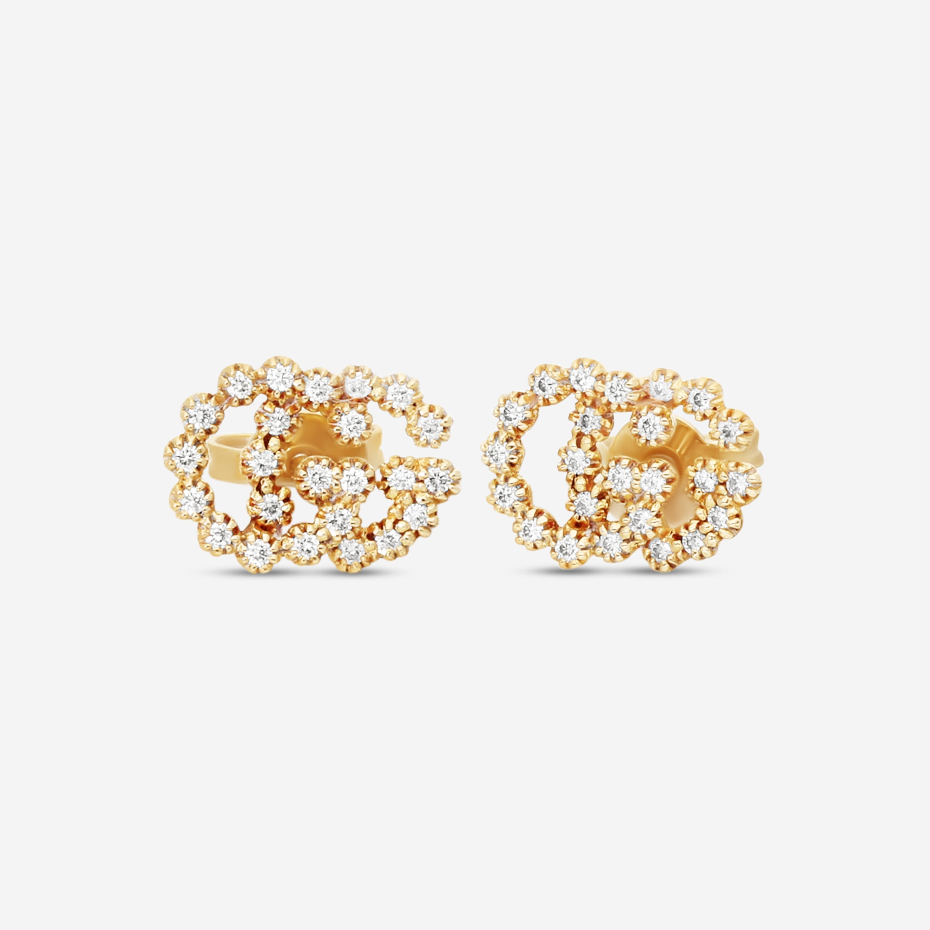 Gucci GG Running 18K Yellow Gold and Diamond Stud Earrings YBD48167600100U MSRP $2,300 - THE SOLIST