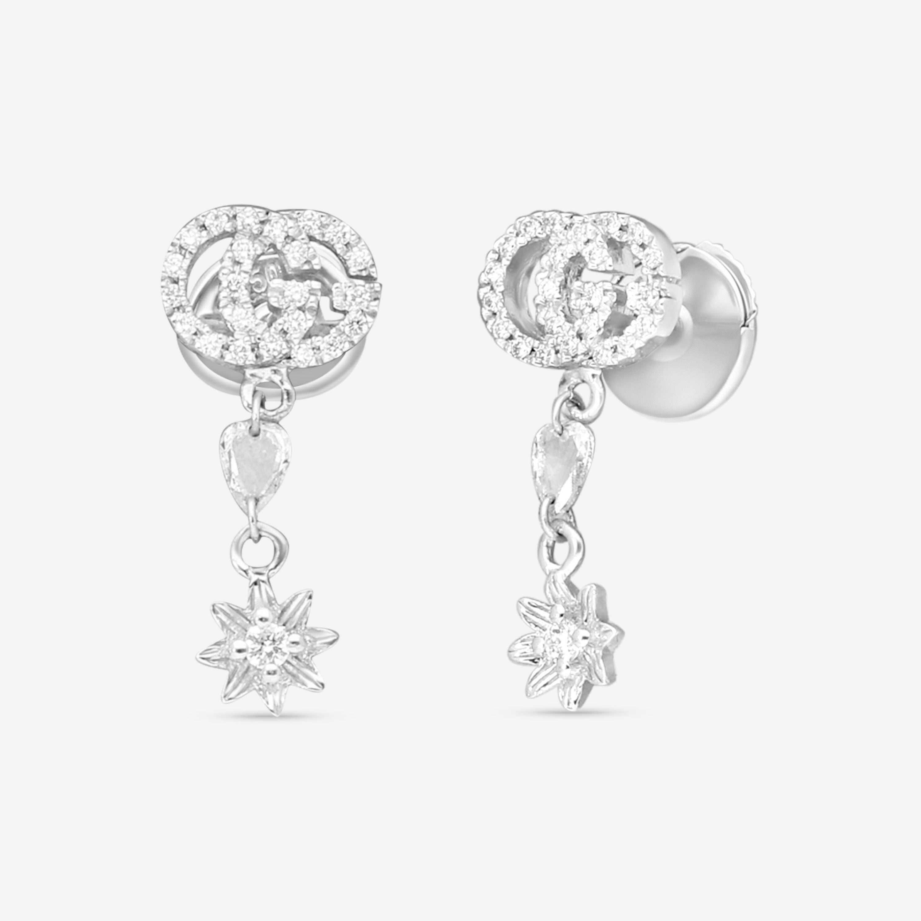 Gucci Flora 18K White Gold and Diamond Earrings YBD58183000100U MSRP $3,250 - THE SOLIST
