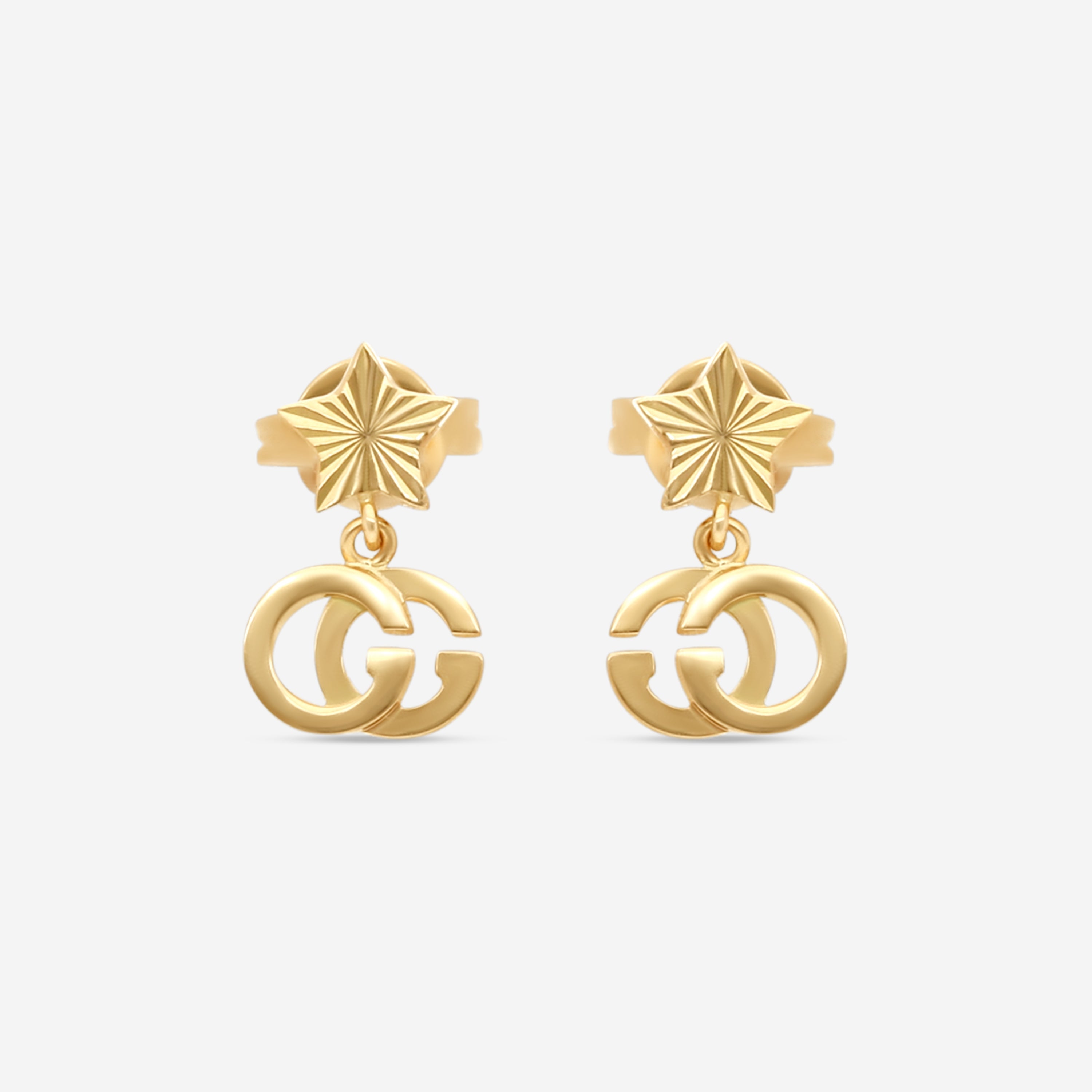 Gucci Double G & Star 18K Yellow Gold Dangle Earrings YBD64860400100U MSRP $850 - THE SOLIST