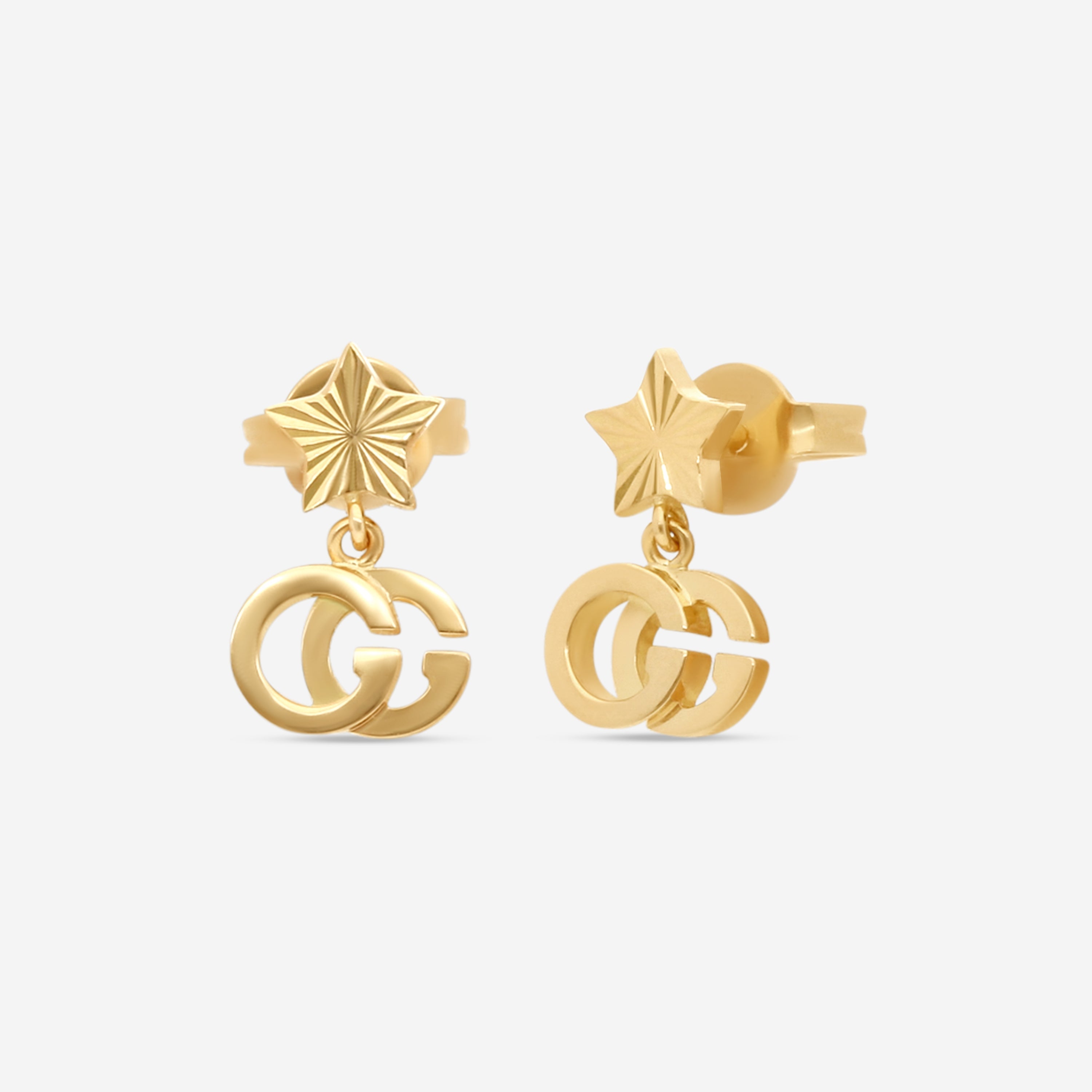 Gucci Double G & Star 18K Yellow Gold Dangle Earrings YBD64860400100U MSRP $850 - THE SOLIST