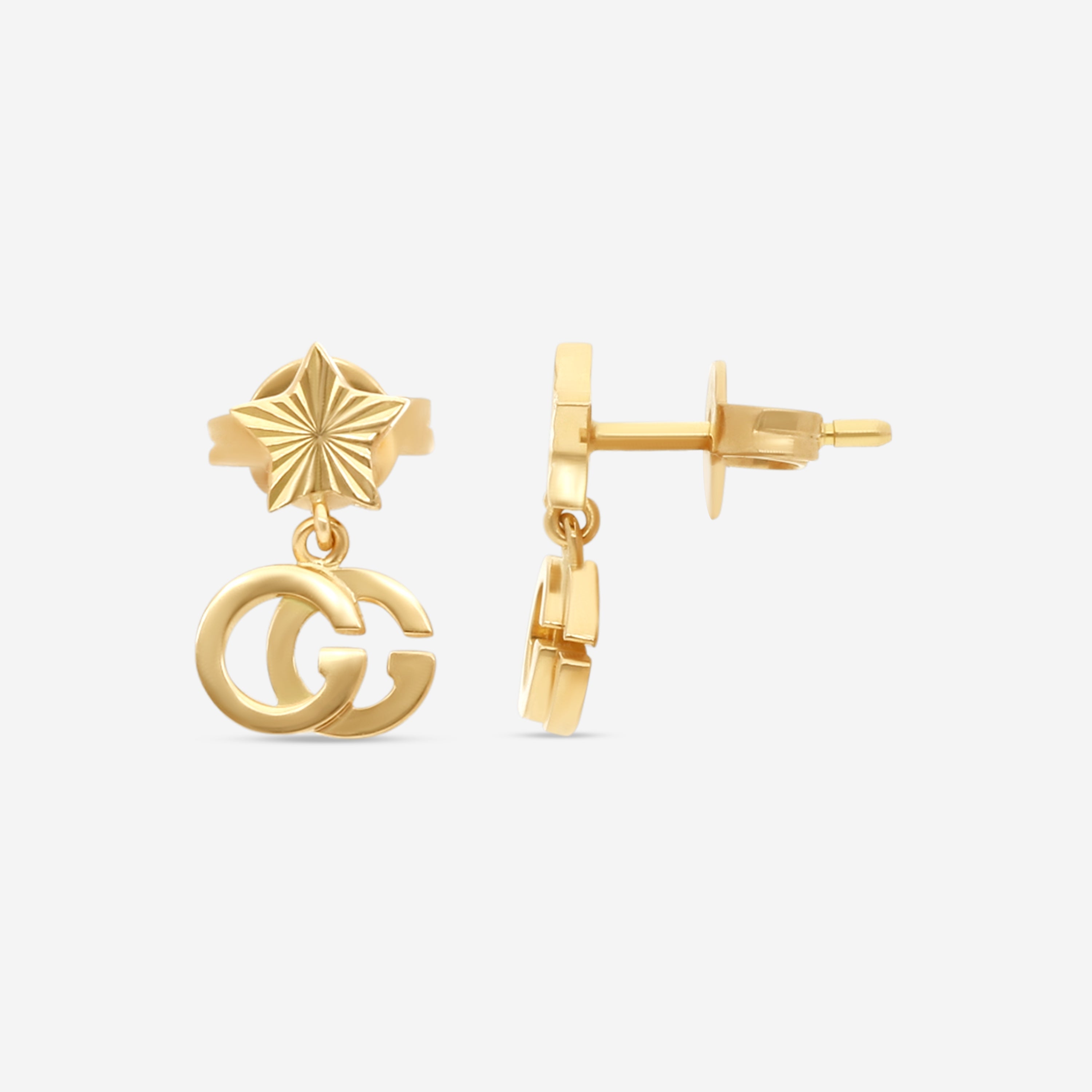 Gucci Double G & Star 18K Yellow Gold Dangle Earrings YBD64860400100U MSRP $850 - THE SOLIST