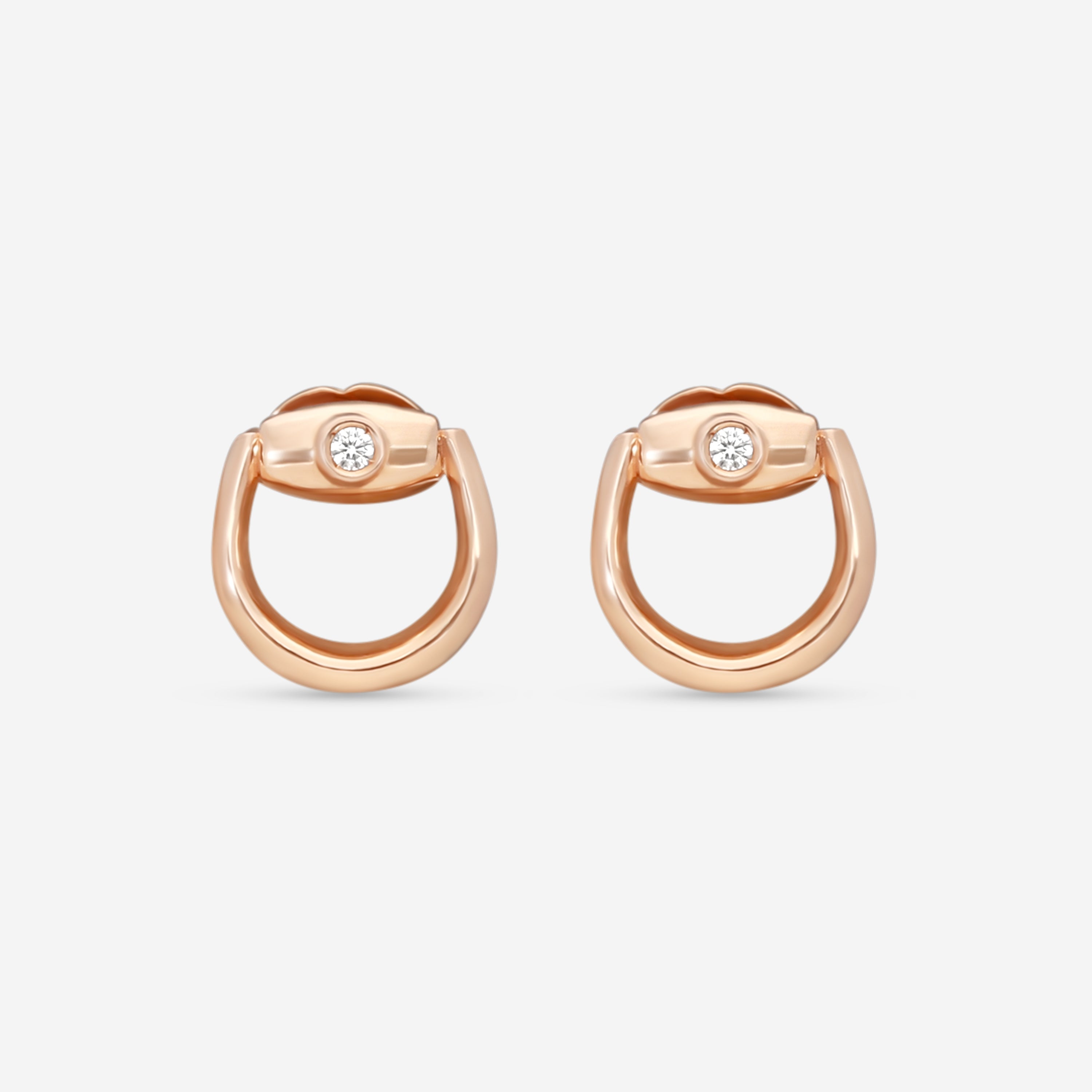 Gucci Horsebit 18K Rose Gold Diamond Stud Earrings YBD79616600100U - THE SOLIST