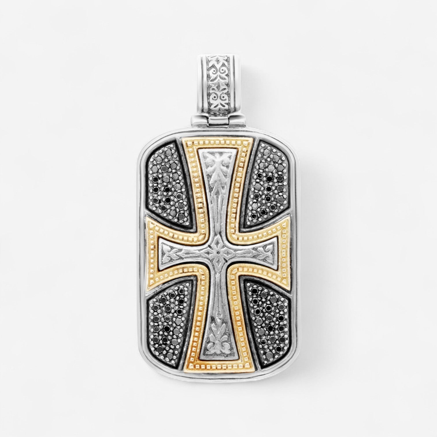 Konstantino Sterling Silver & 18K Yellow Gold Diamond Cross Pendant MEMK5057-110 - THE SOLIST