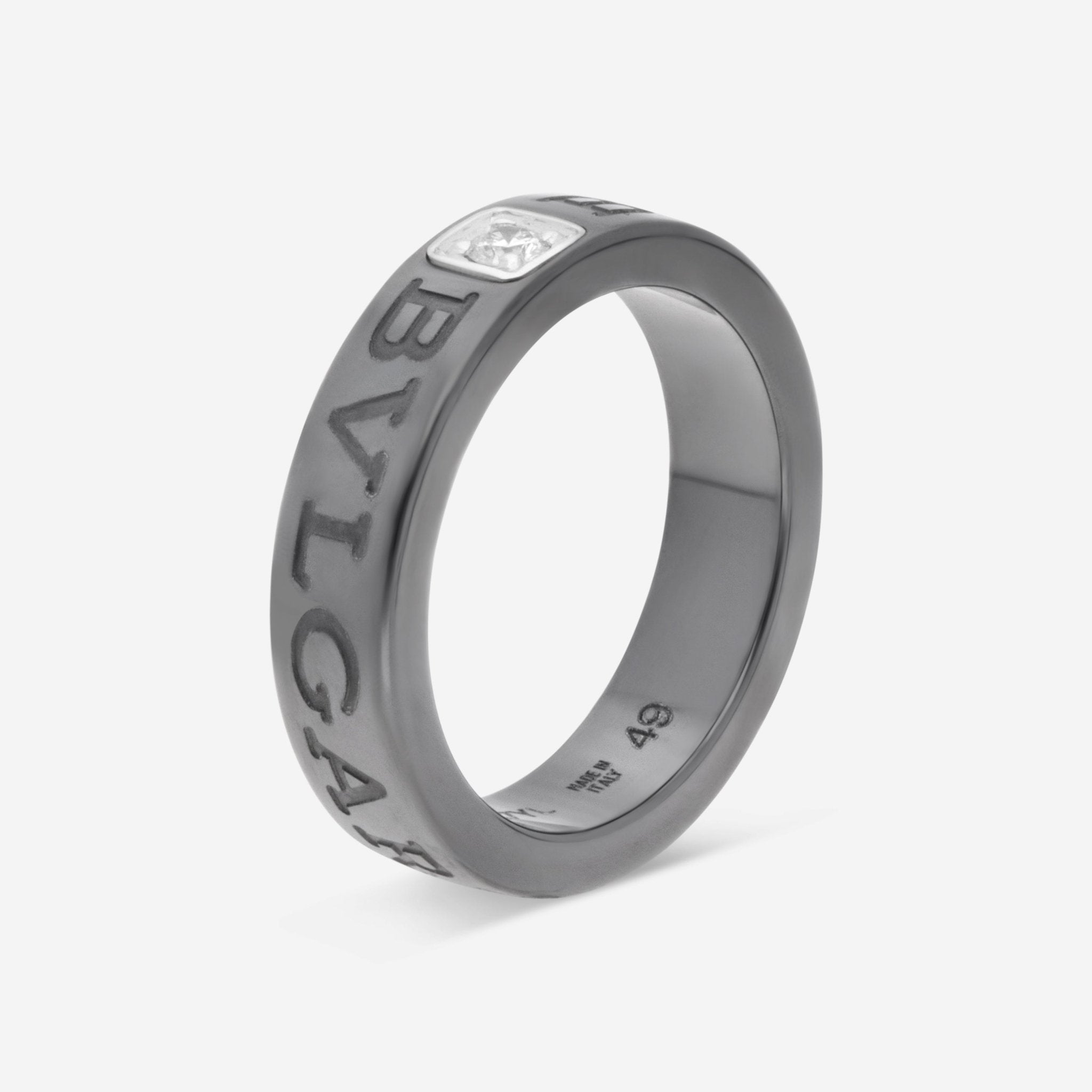 Bulgari Bulgari Black Ceramic 18K White Gold Diamond Ring 348847